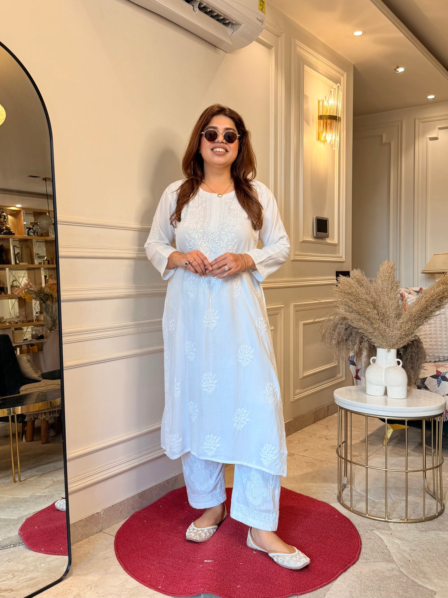 Hand Embroidered Chikankari Kurta | Modal | White