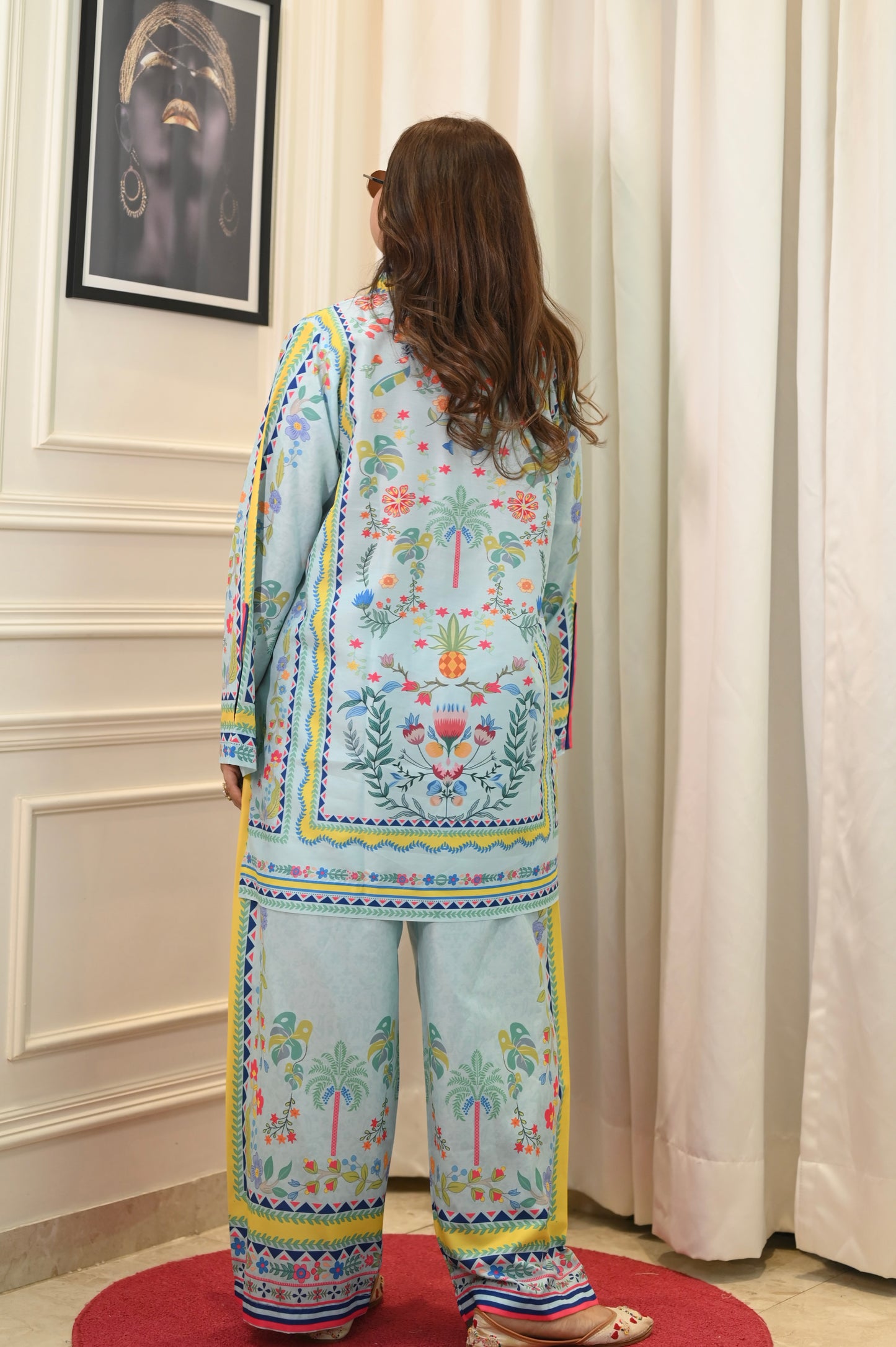 Blue Printed Cord-set | Sizes M to 6XL