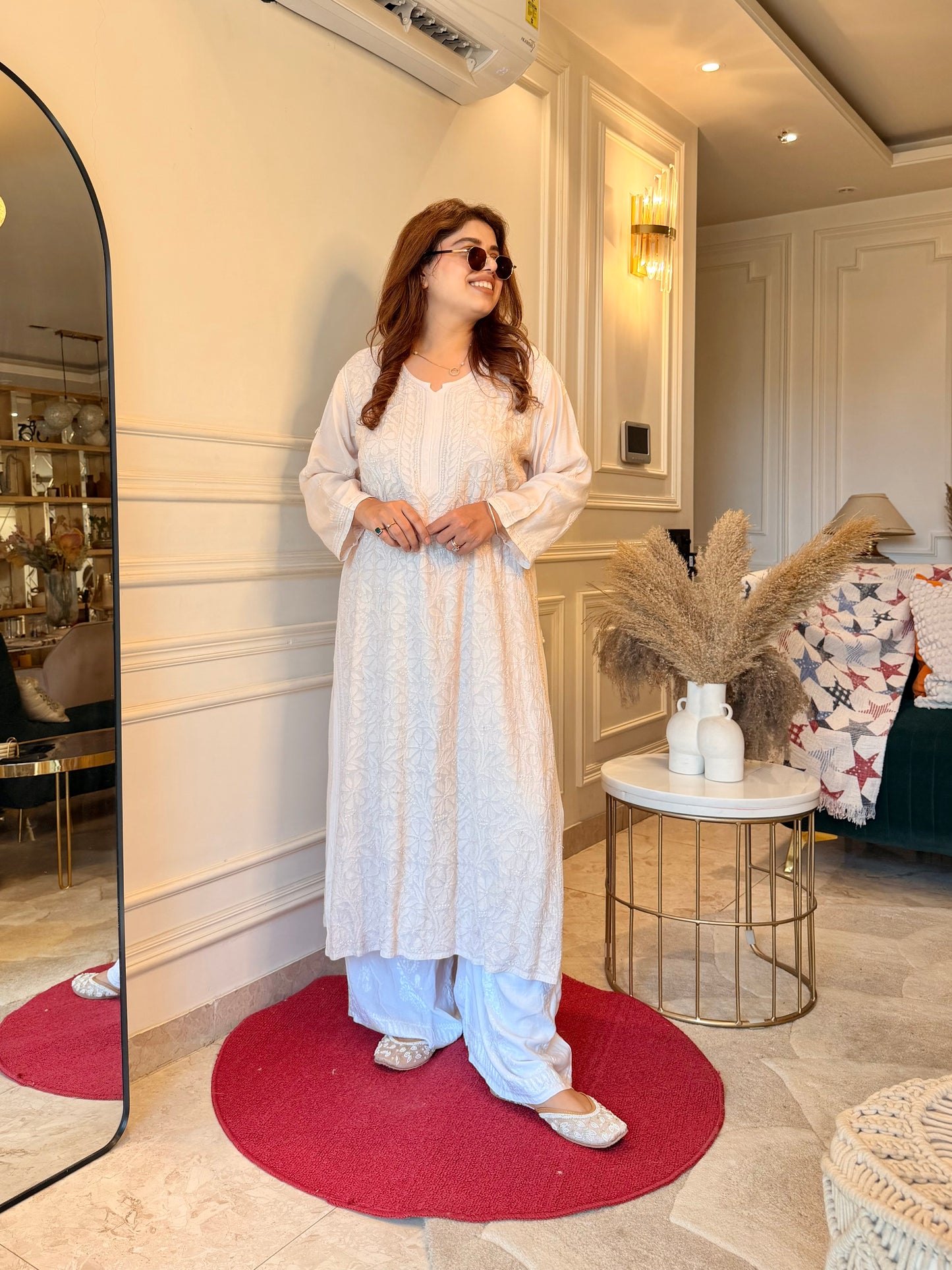 Hand Embroidered Chikankari Kurta  | Premium Muslin | Light Beige