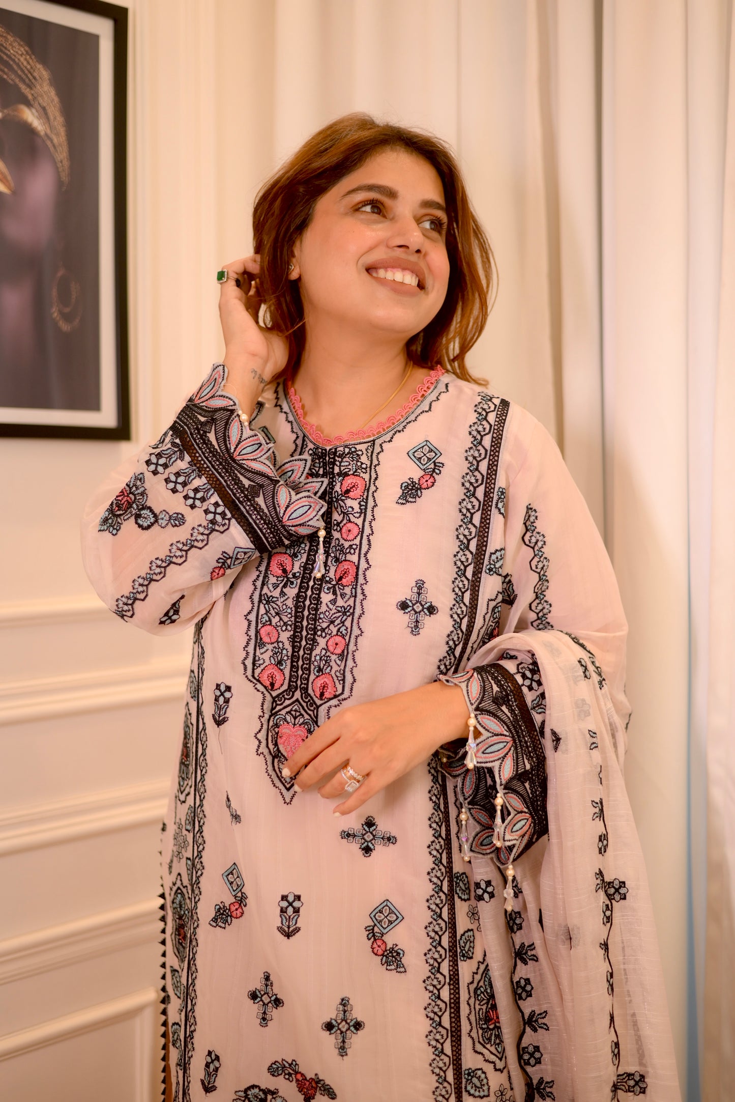 Exclusive Peach Embroidered 3-Piece Lawn Suit | Sizes M to XXL