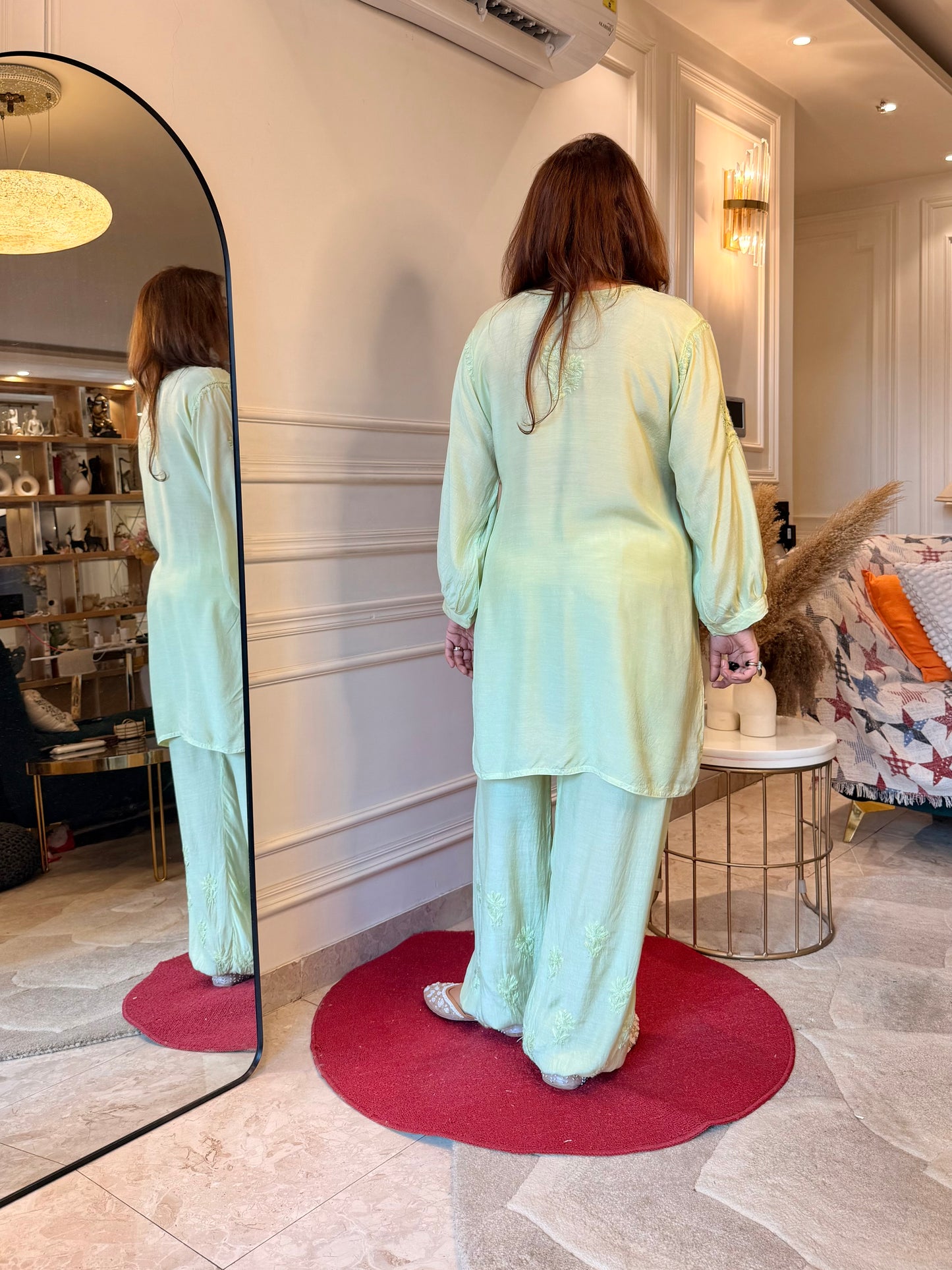 Hand Embroidered Chikankari Cordset | Muslin | Pistachio Green
