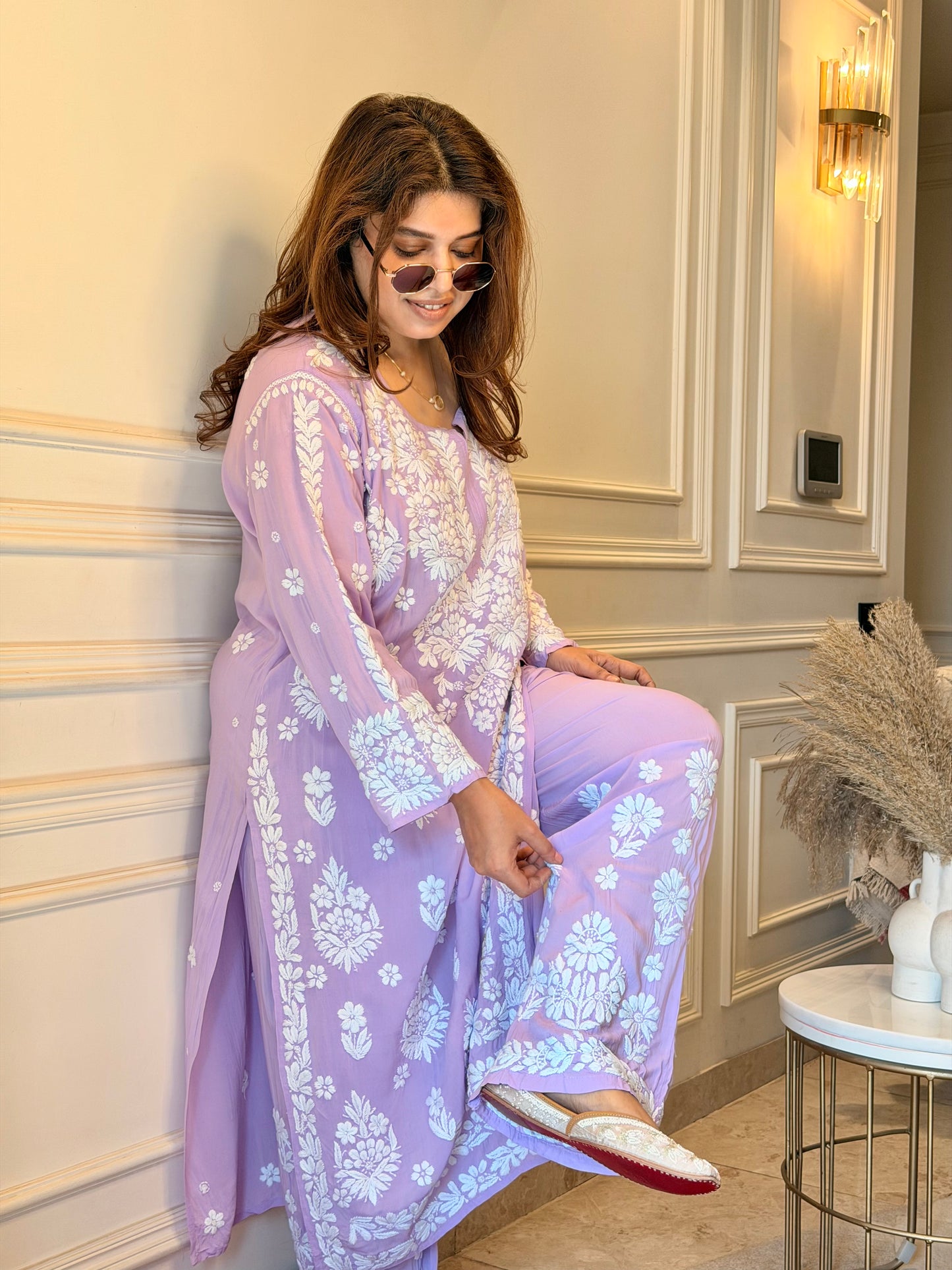 Chikankari Kurta set | Premium Modal  | Purple