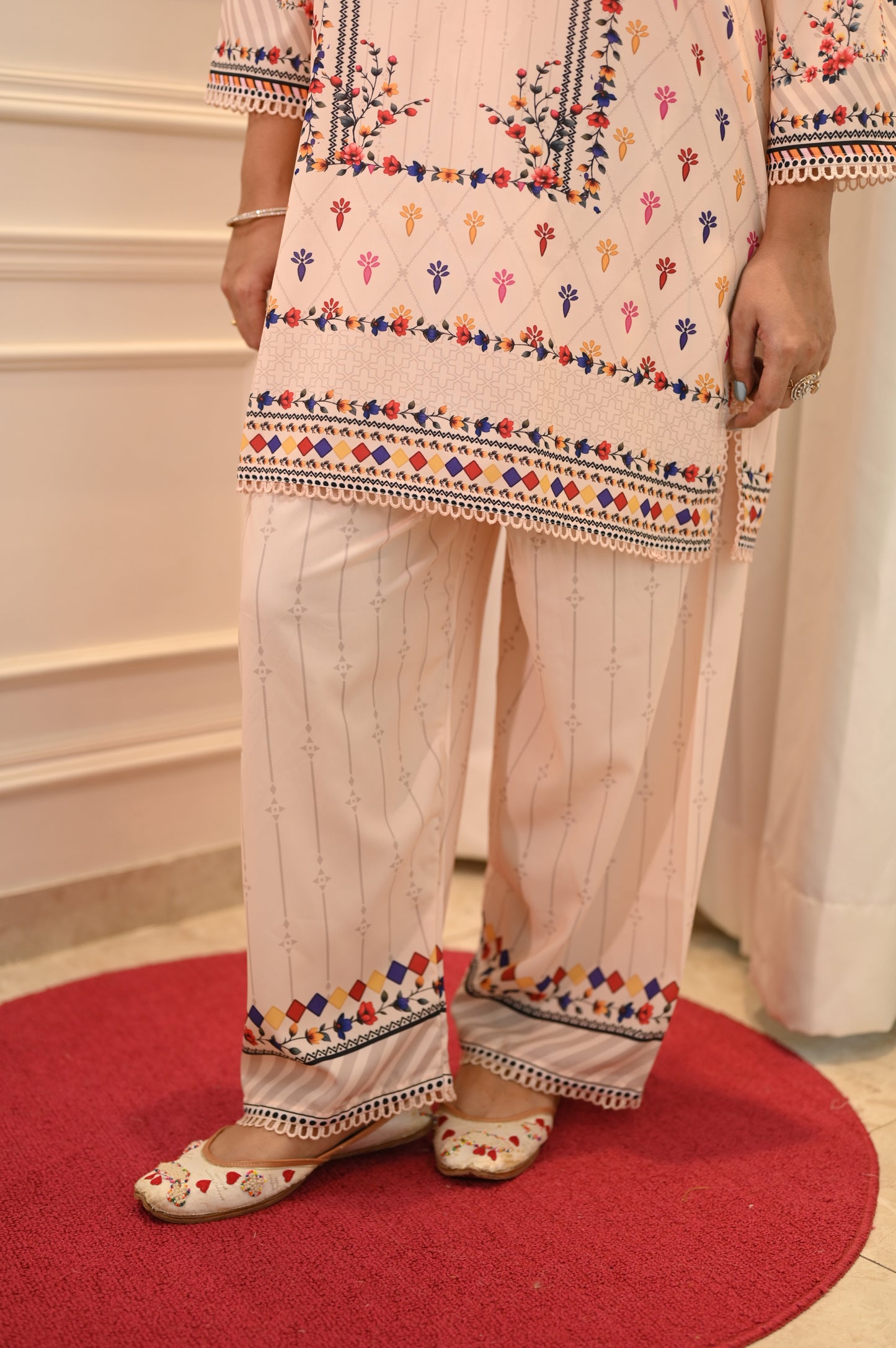 Peach Printed Cord-set | Sizes M to 6XL