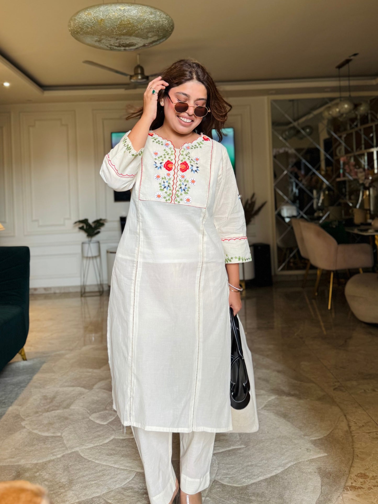Ivory Garden Embroidered Kurta Set