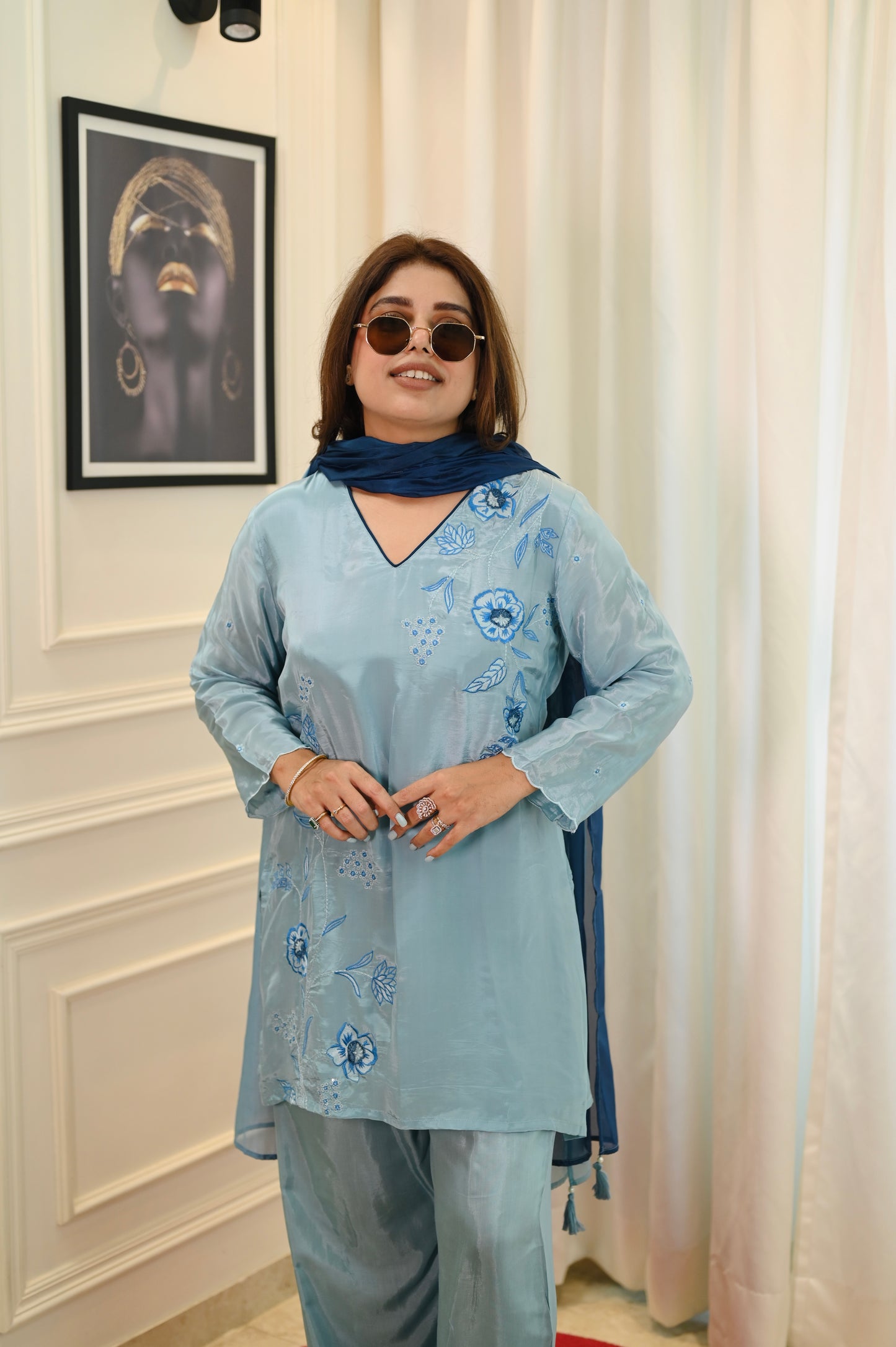 Pastel blue Farsi Salwar Suit