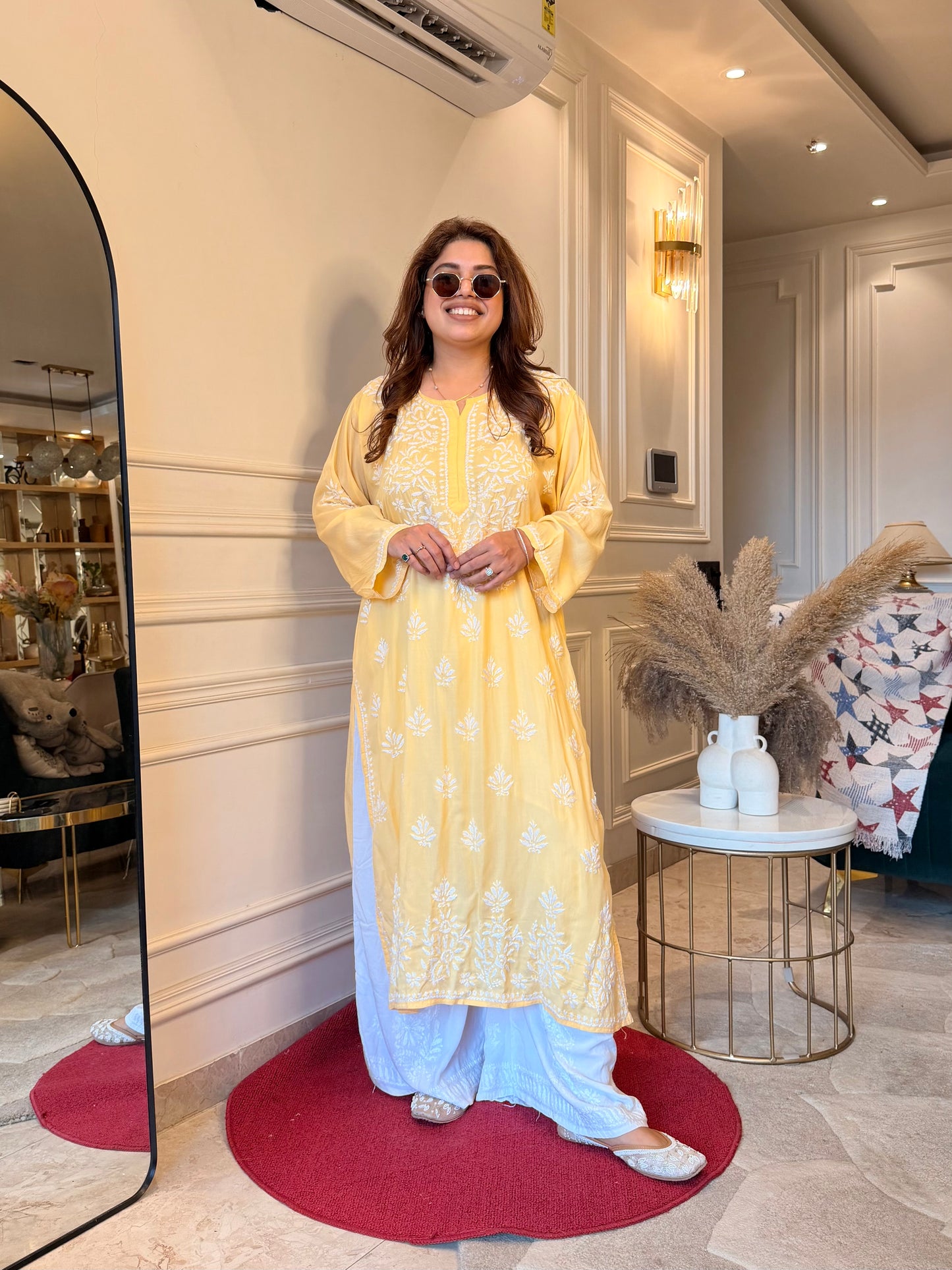 Hand Embroidered Chikankari Kurta | Modal | Butter Yellow