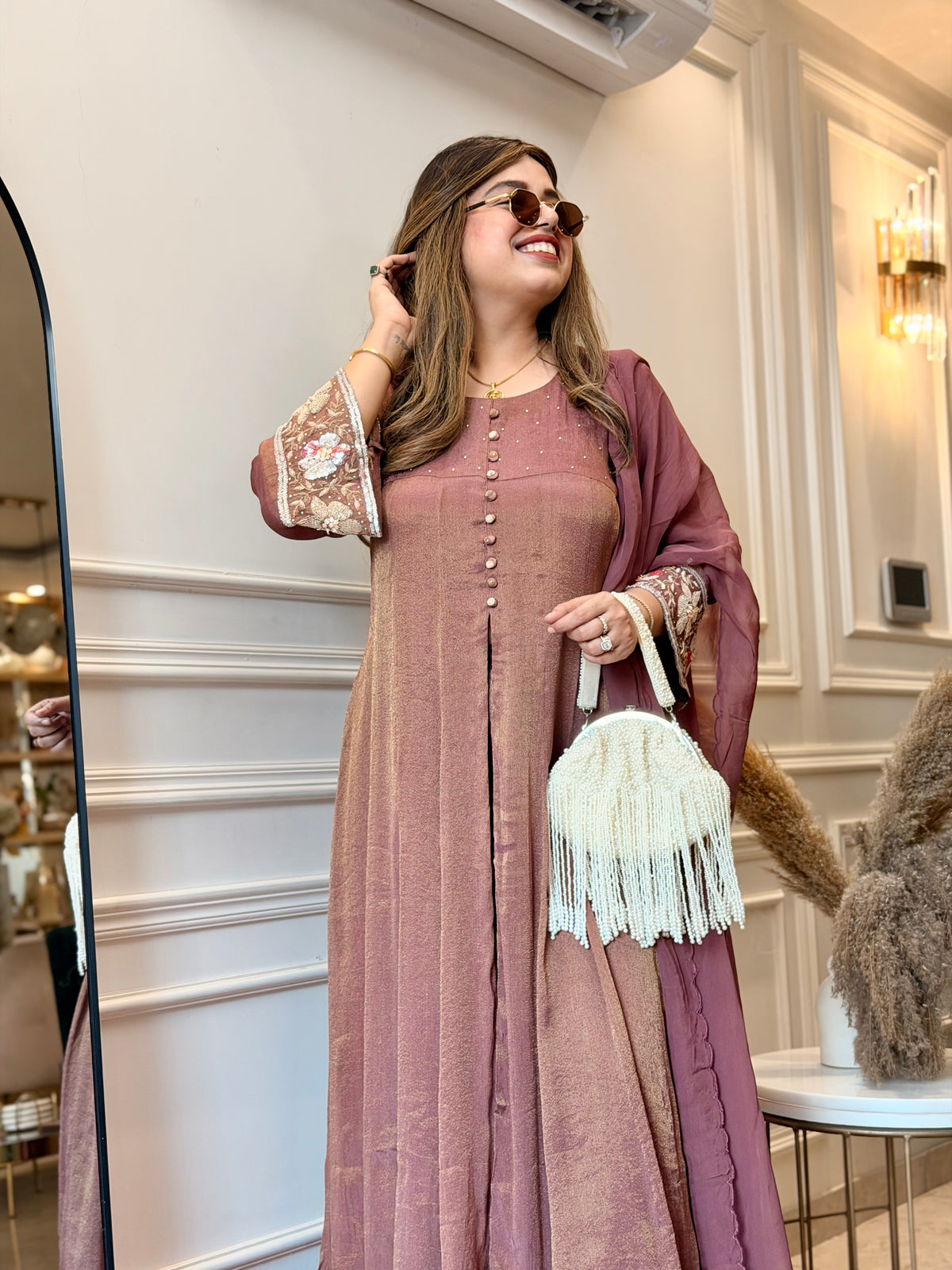 Exclusive 3Piece Wine Kurta Set