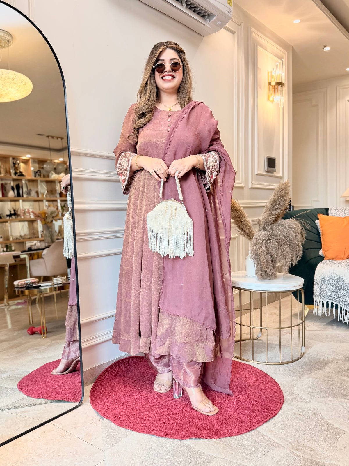 Exclusive 3Piece Wine Kurta Set