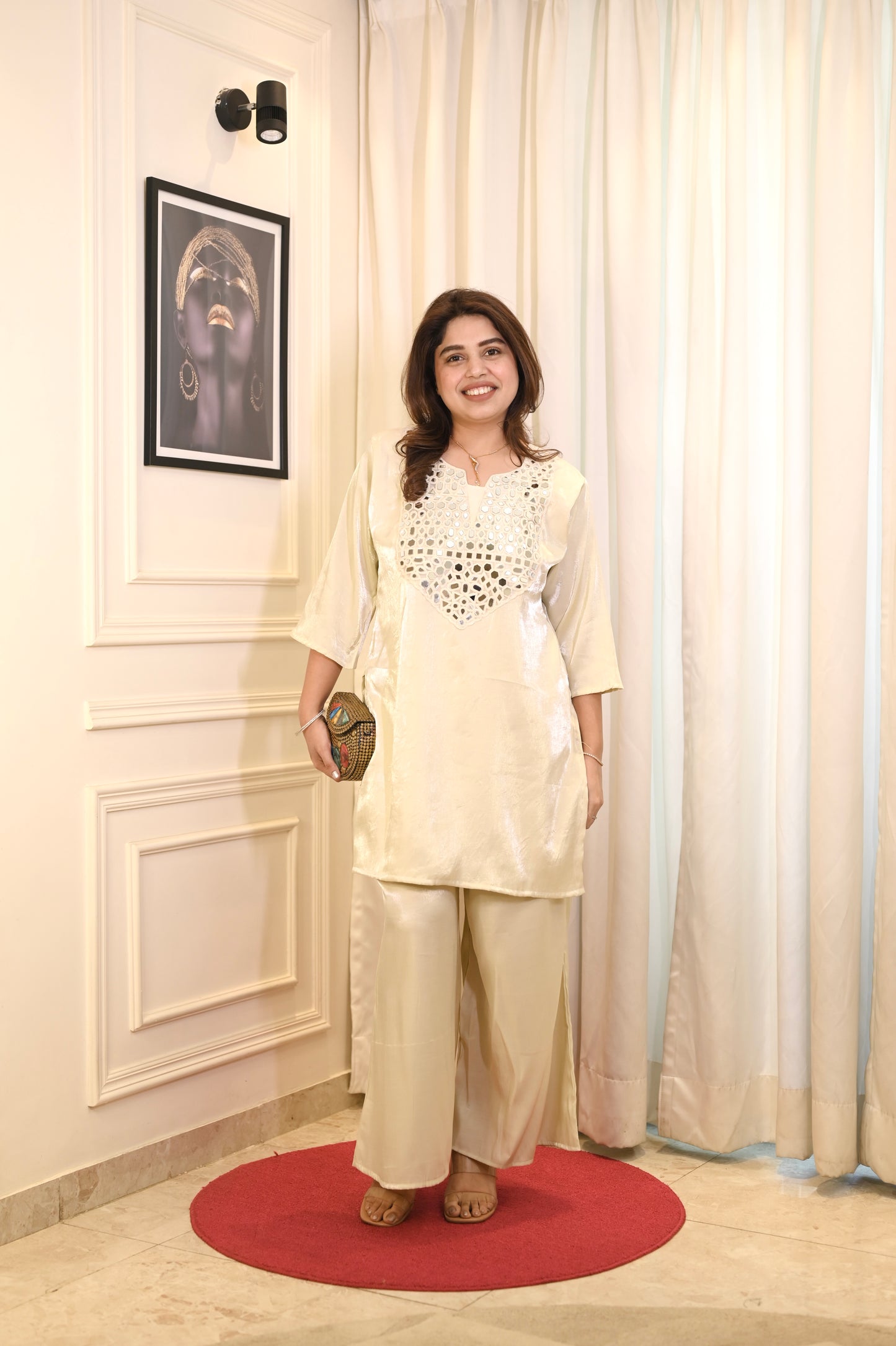 Plus size Party wear Cordset- Ivory colour