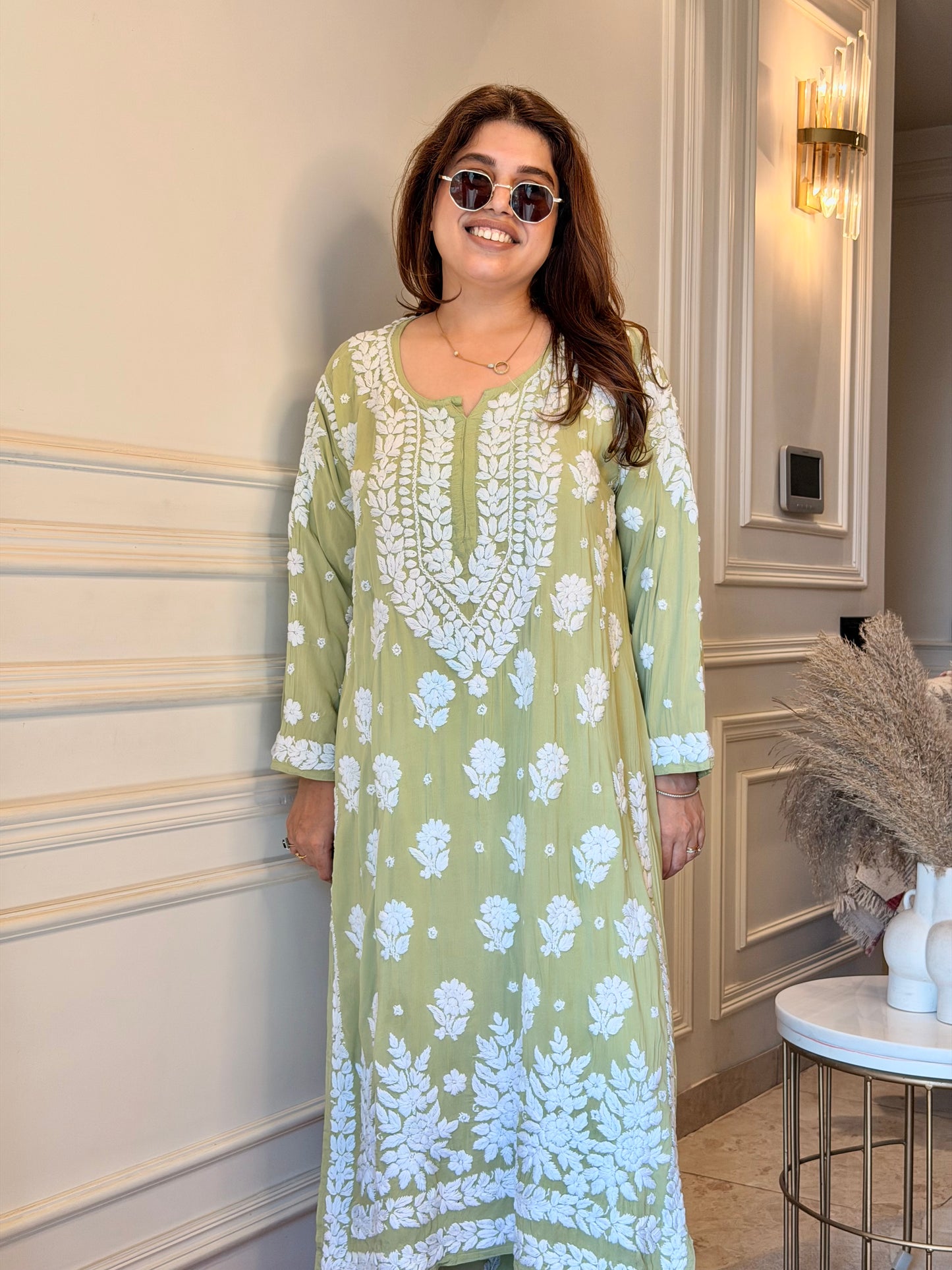 Chikankari Kurta set | Premium Modal  | Olive Green