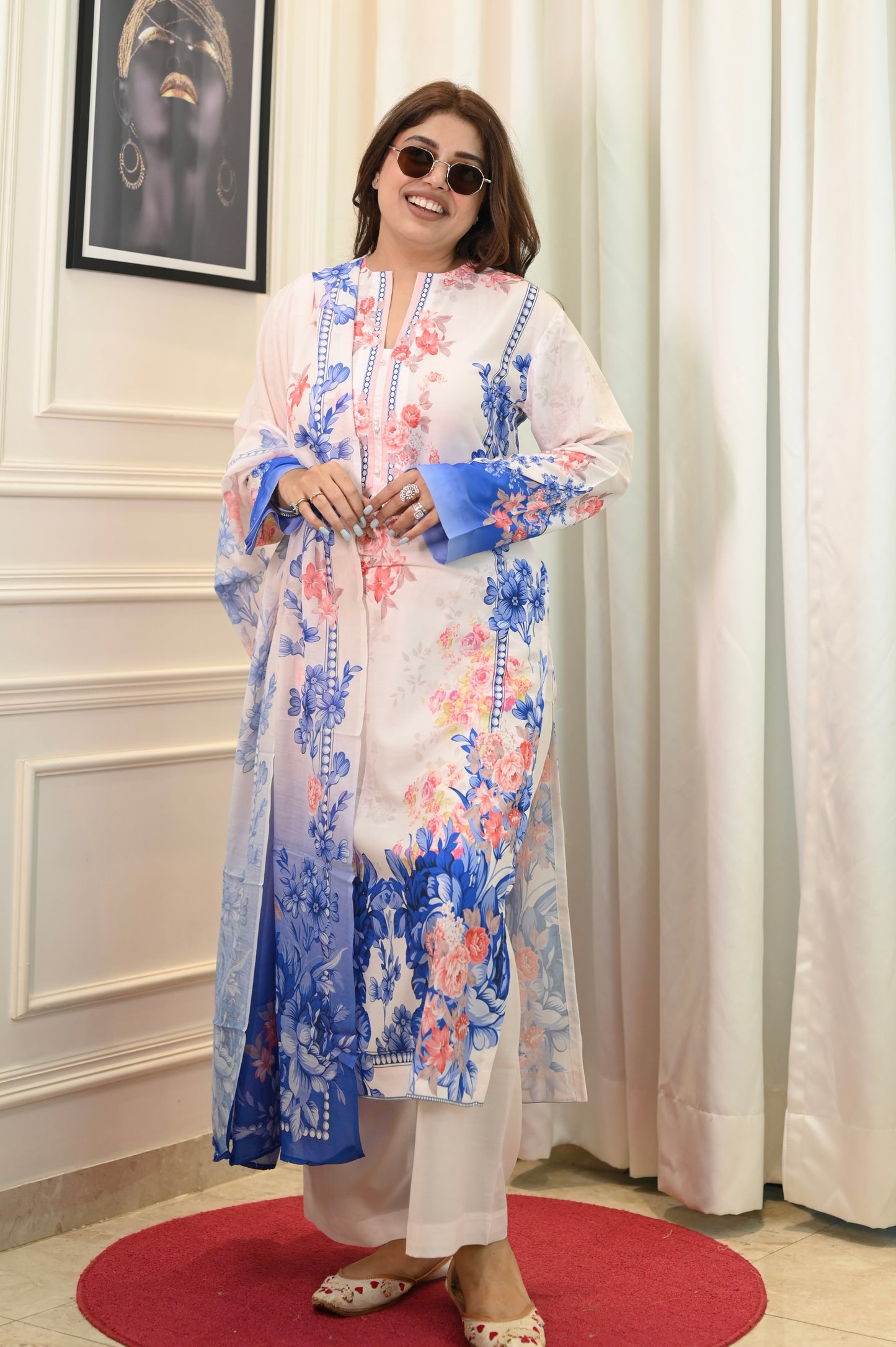 Blue Printed Cord-set | Sizes M to 6XL