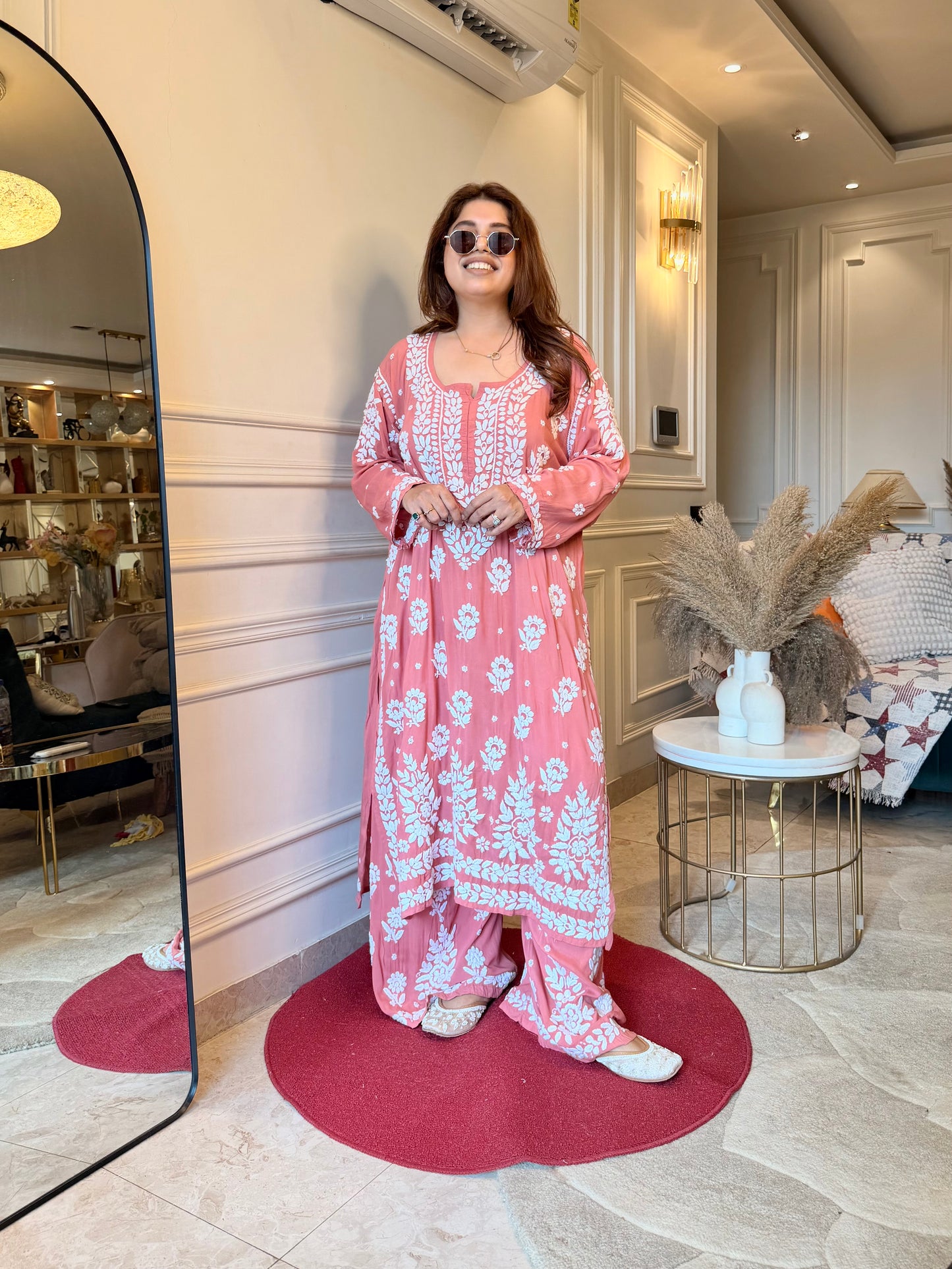 Chikankari Kurta set | Premium Modal  | Soft Peach Pink