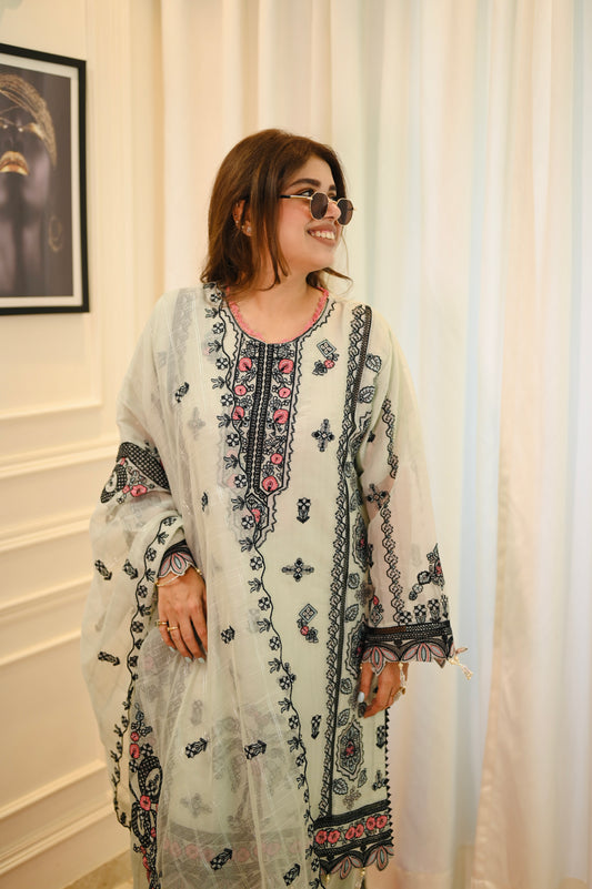 Exclusive Pastel Green Embroidered 3-Piece Lawn Suit | Sizes M to XXL