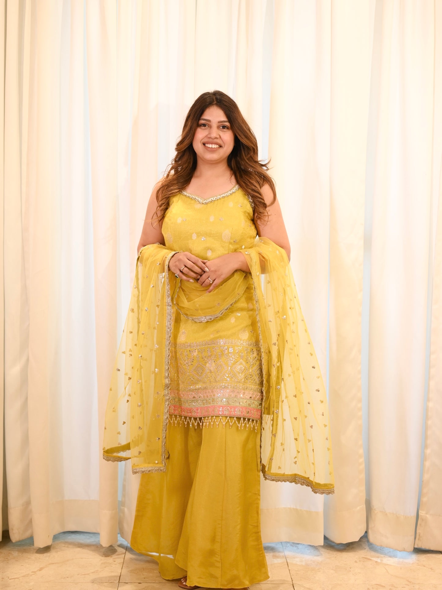 Sunshine Yellow Sharara Set – Perfect for Haldi & Festive Celebrations
