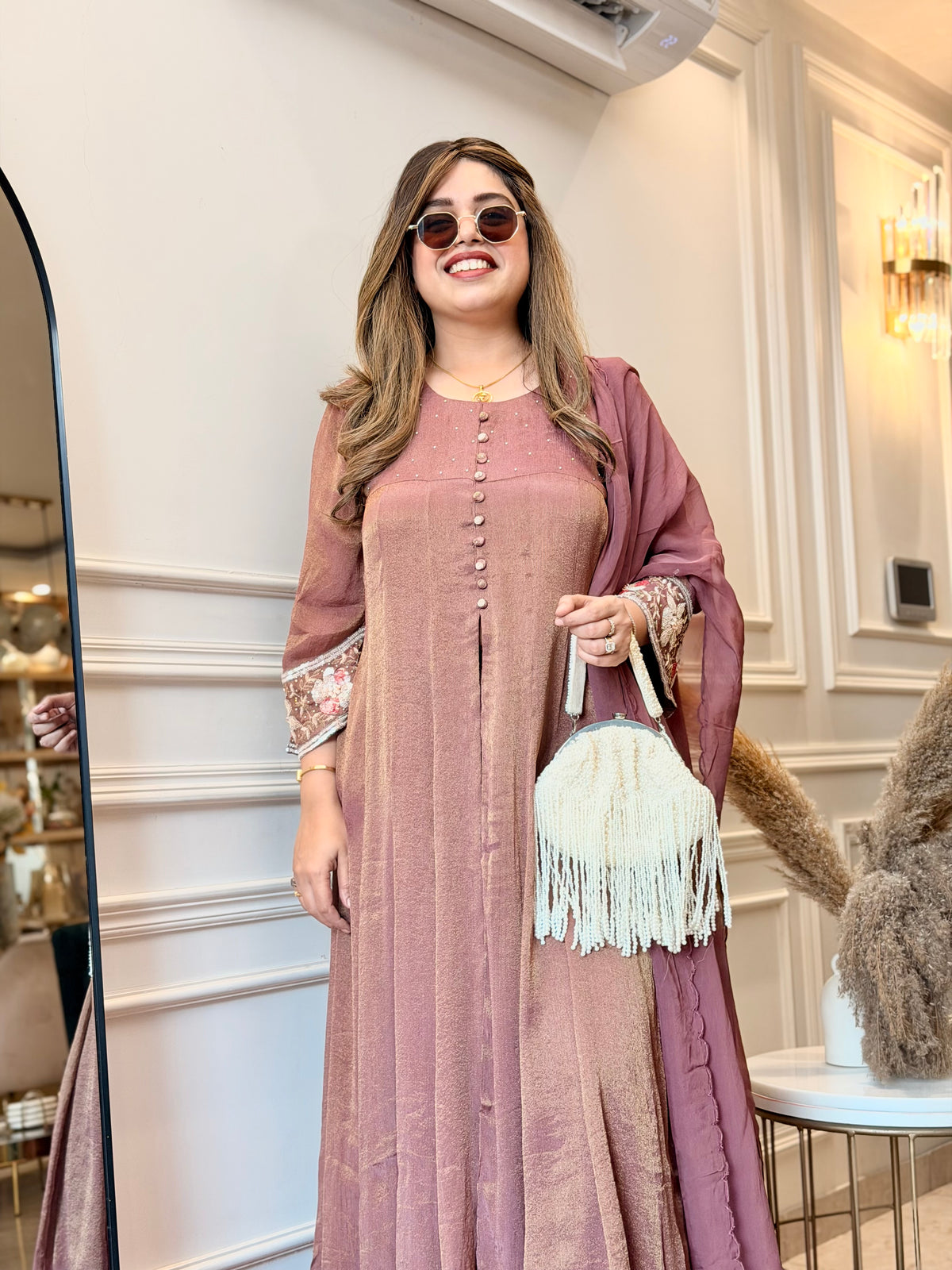 Exclusive 3Piece Wine Kurta Set
