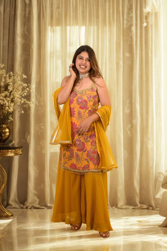 Haldi Or Sangeet Sharara Set with Dupatta – Wedding Special
