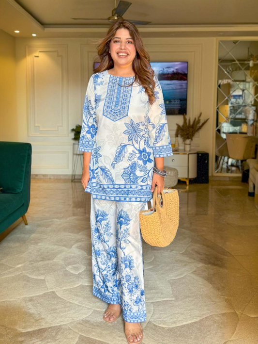 Sky Blue Floral Co Ord Set
