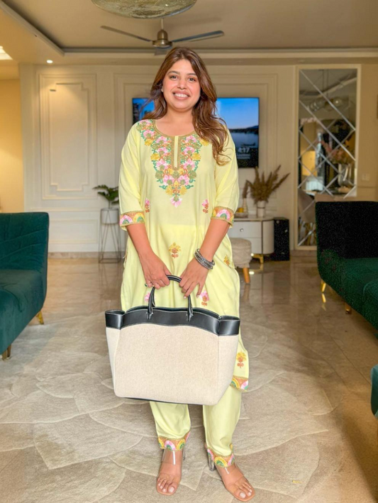 Kashmiri Aari Kurta Pant Co-Ord Set
