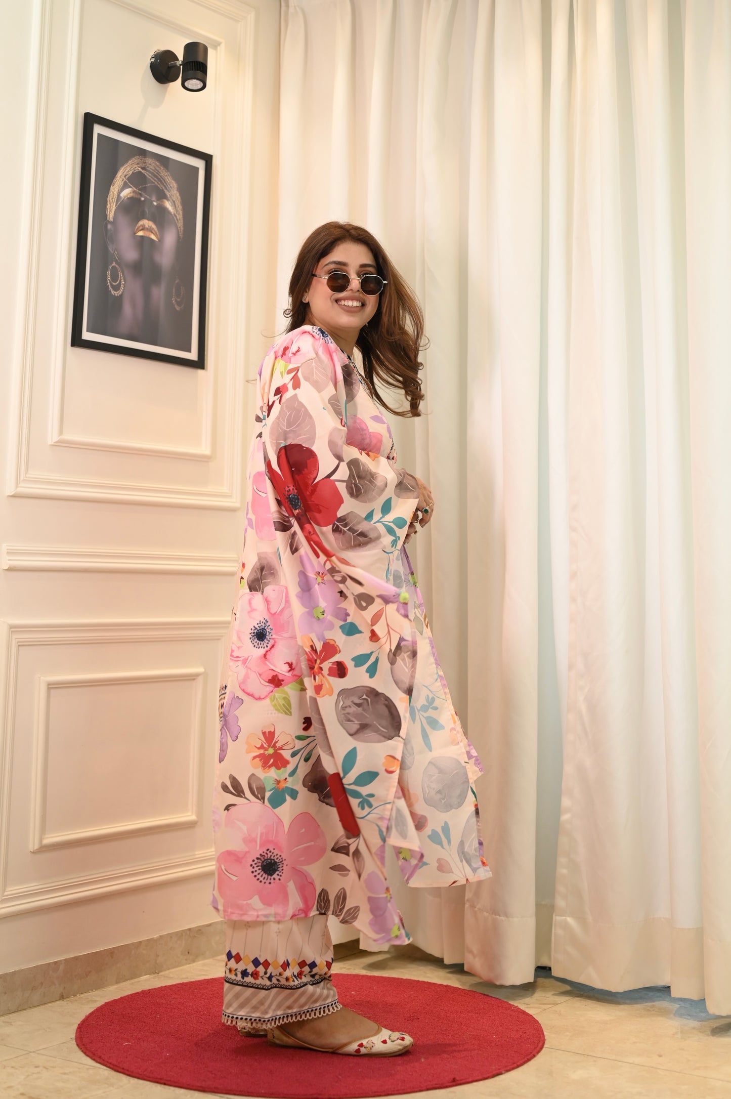 Peach Printed Cord-set | Sizes M to 6XL