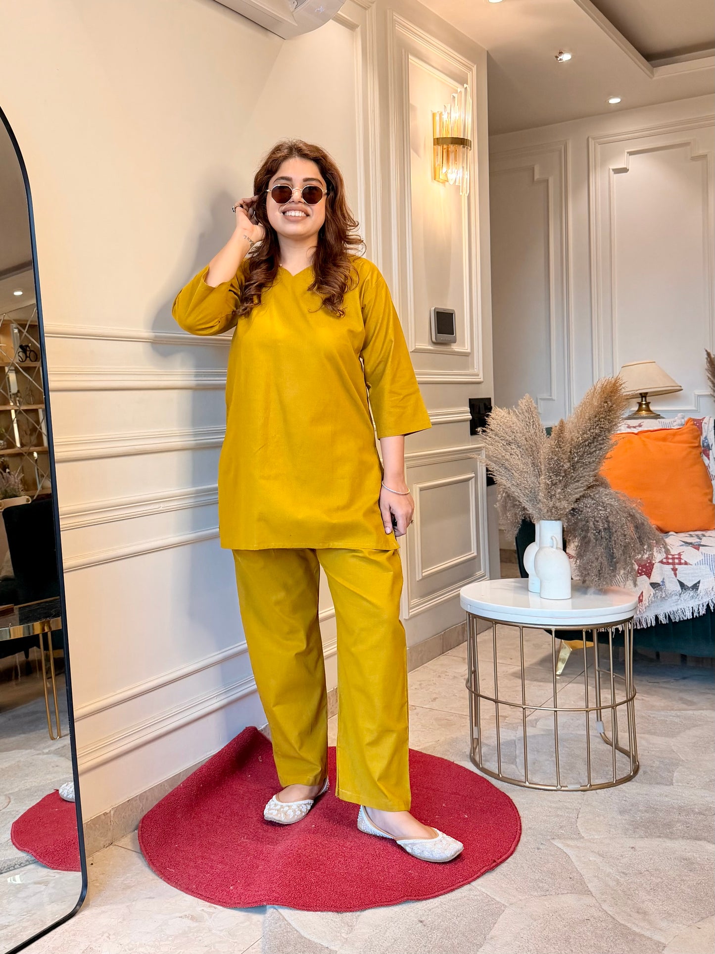 Premium Plus size Cordset Mustard