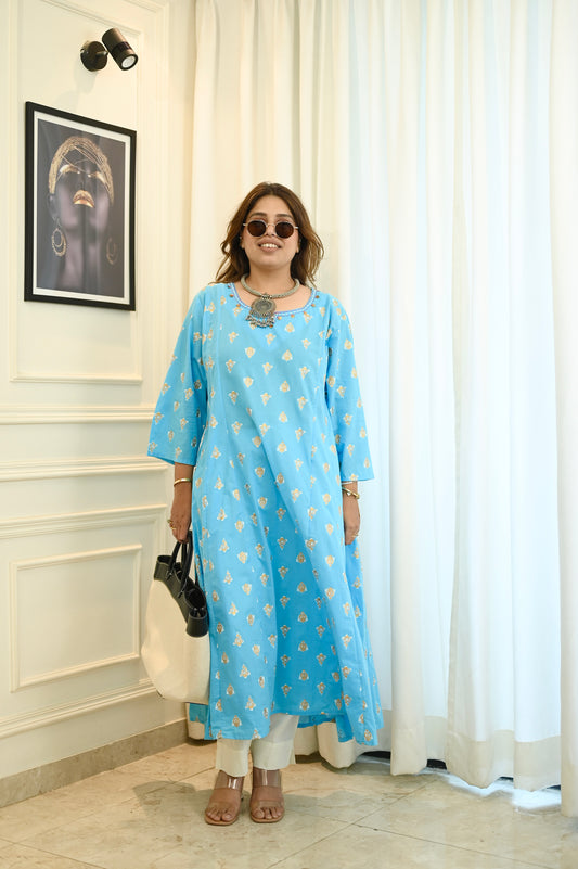 Sky Charm A-Line Kurta Set Plus Size