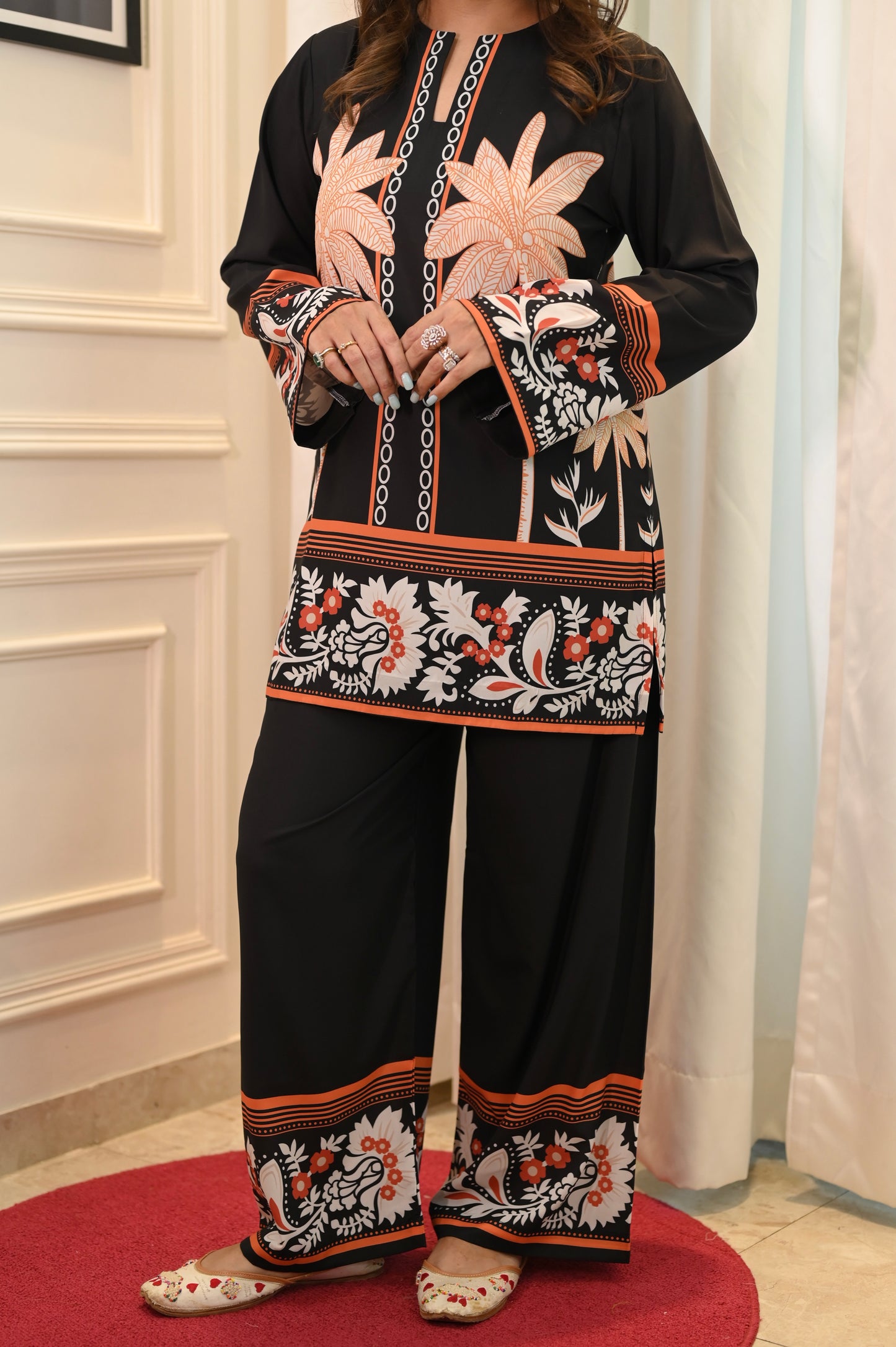 Black Printed Cord-set | Sizes M to 6XL