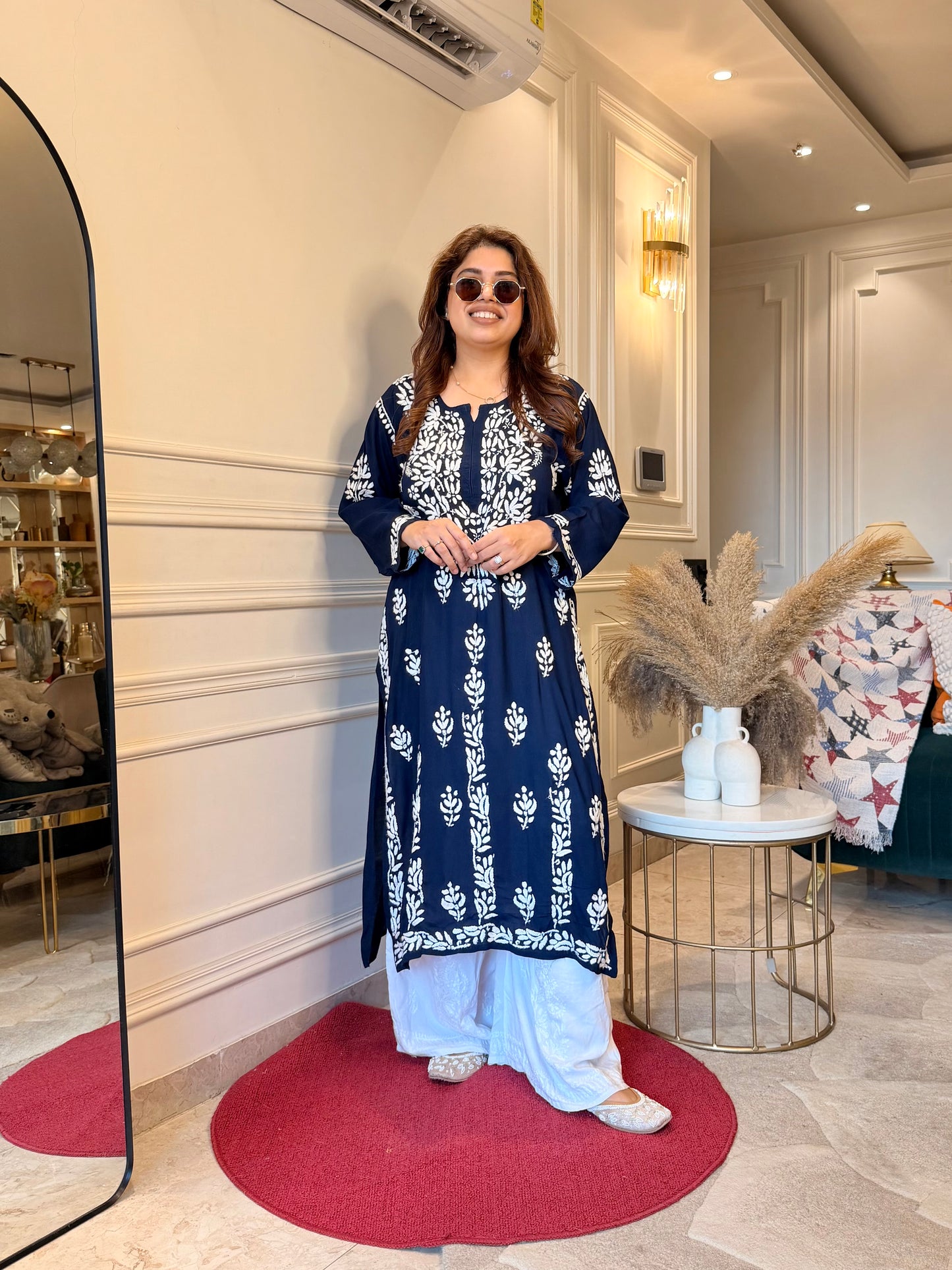 Hand Embroidered Chikankari Kurta | Modal | Midnight Navy