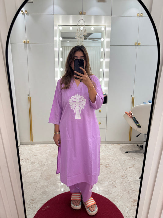 Plus size Lavender Kurta Set
