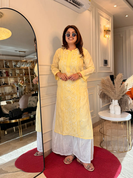 Chikankari Kurta | Butter Yellow
