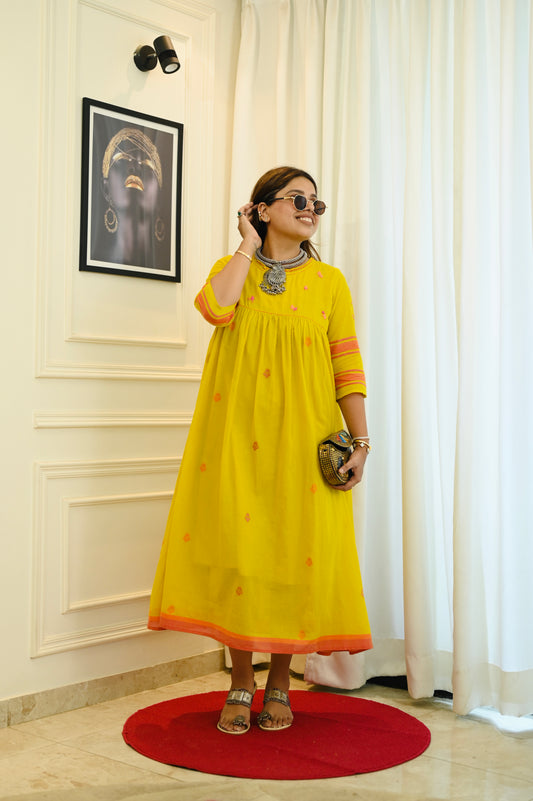 Gulaabo Yellow Flare Dress