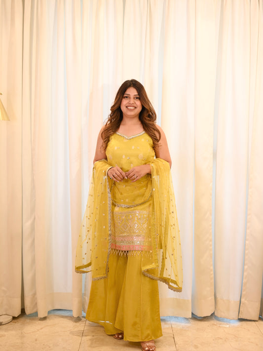 Sunshine Yellow Sharara Set – Perfect for Haldi & Festive Celebrations