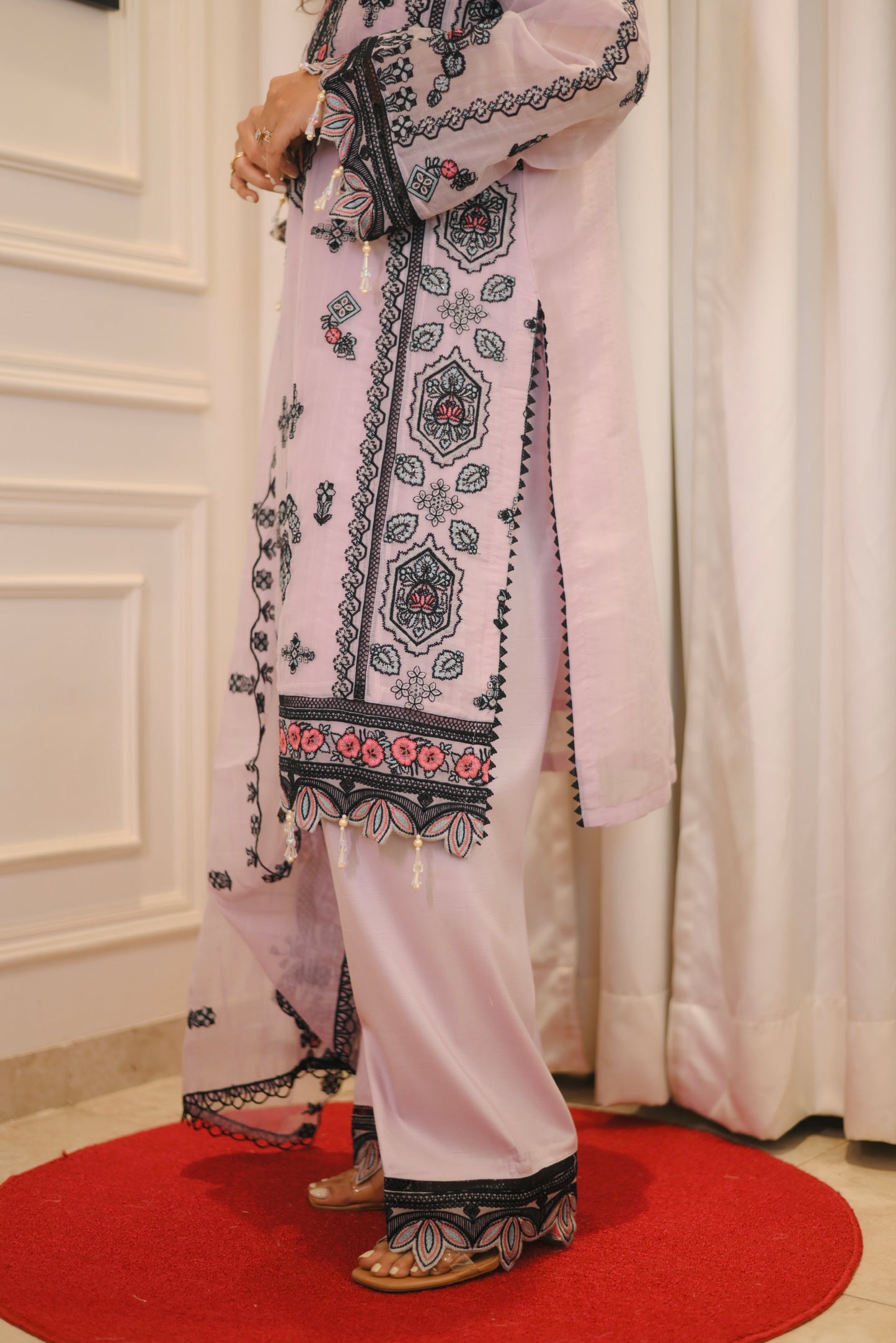Exclusive Lavender Embroidered 3-Piece Lawn Suit | Sizes M to XXL