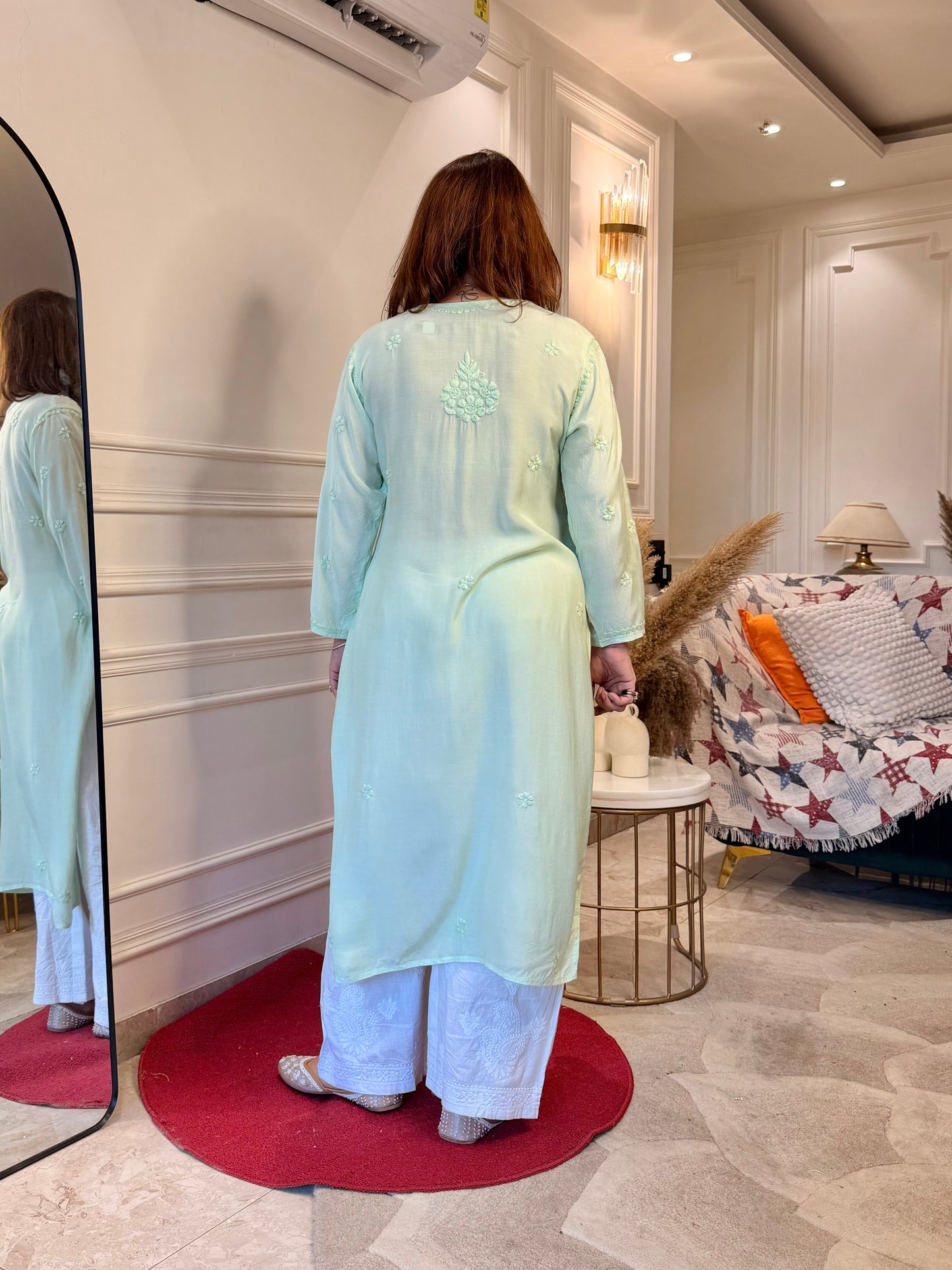 Chikankari Kurta set | Muslin | Pistachio