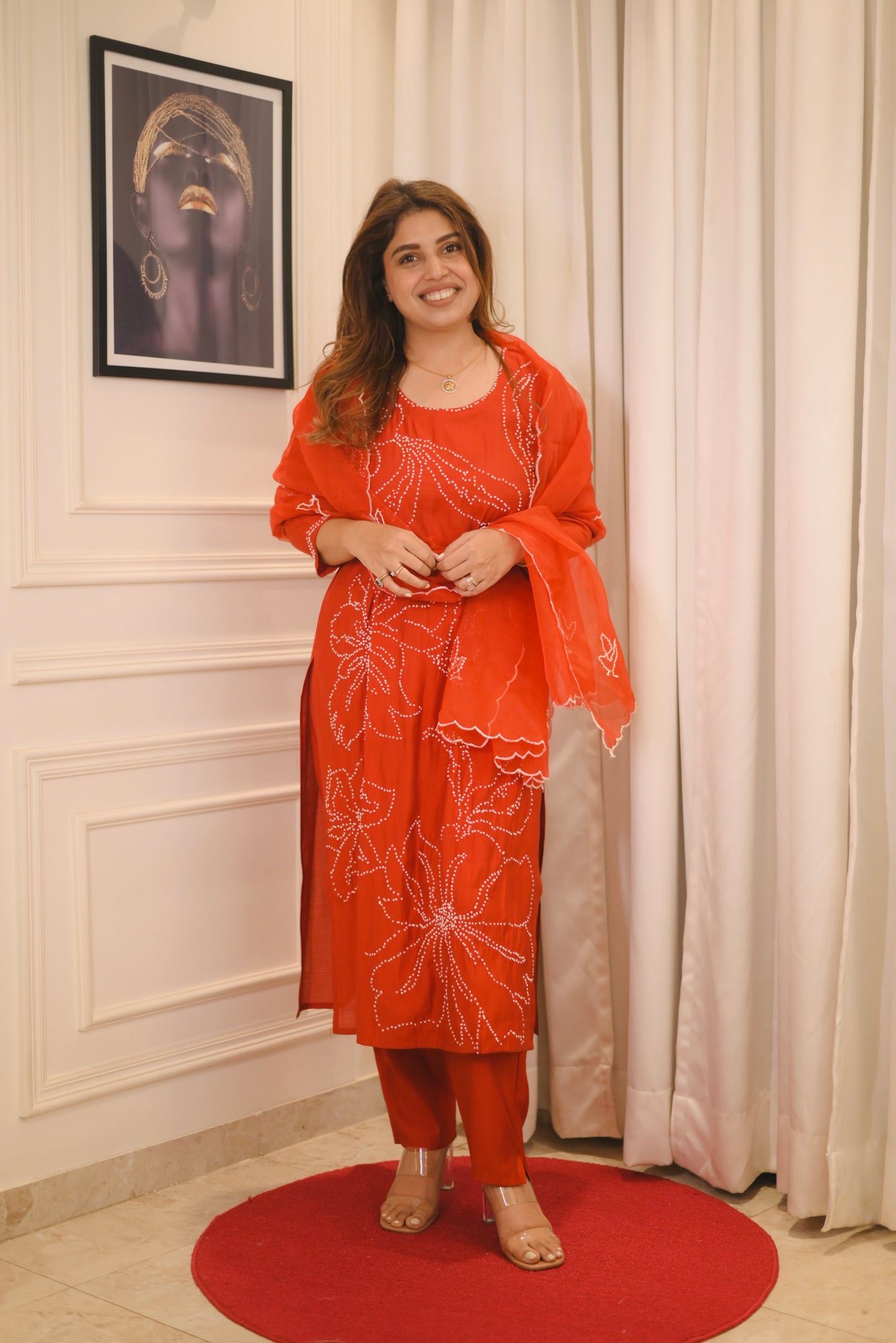 Premium Cotton Red 3piece suit | sizes M to XXL