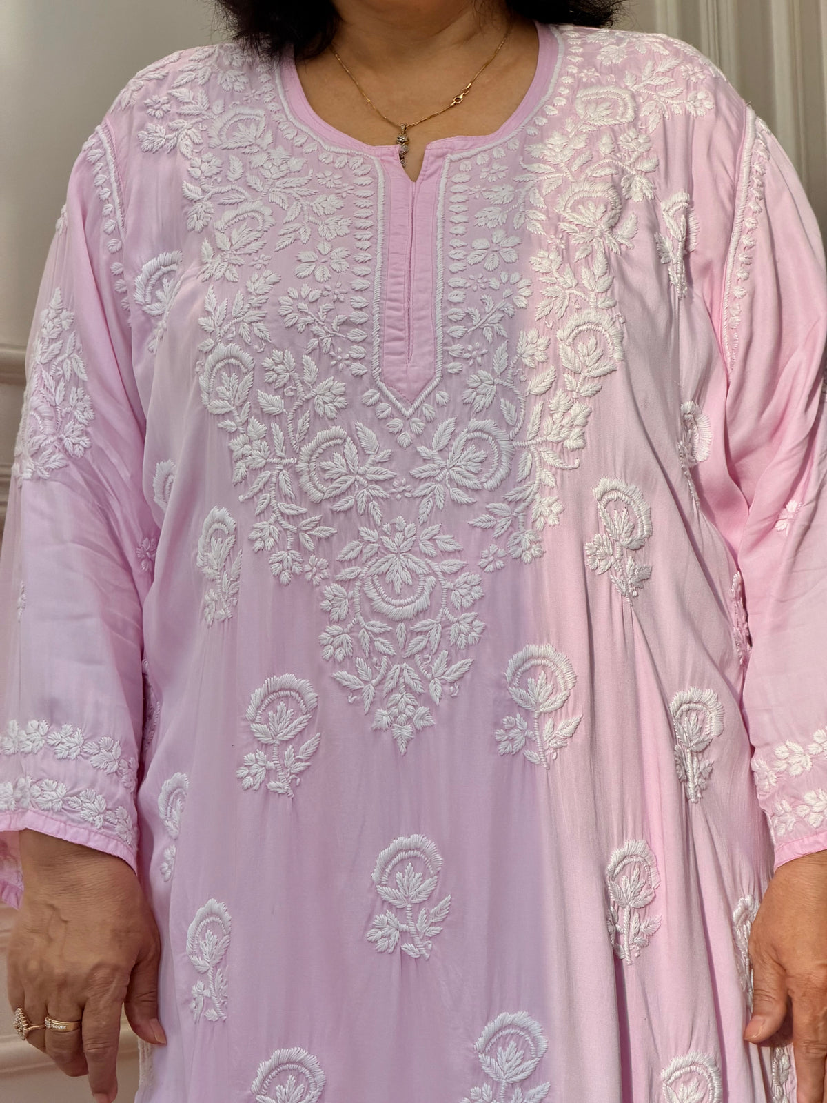 3D Hand Embroidered Chikankari Kurta set | Premium Modal Satin | Pink