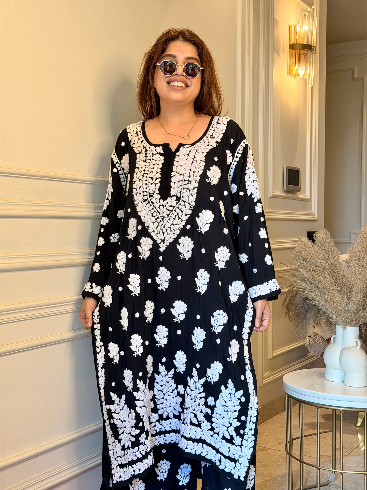 Chikankari Kurta set | Premium Modal  | Black
