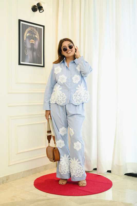Floral Whisper Sky-blue Co-ord Set
