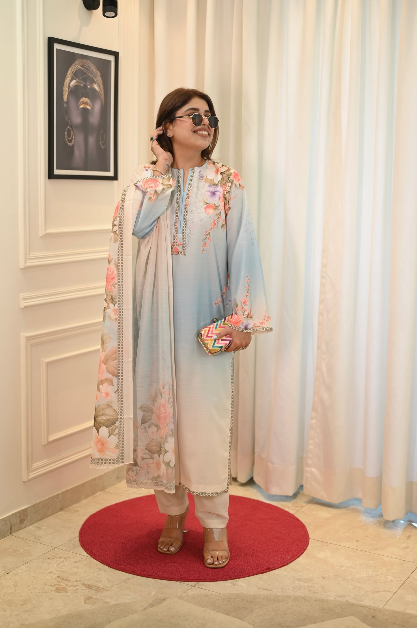 Ombré Printed Cord-set with dupatta | Sizes M to 6XL