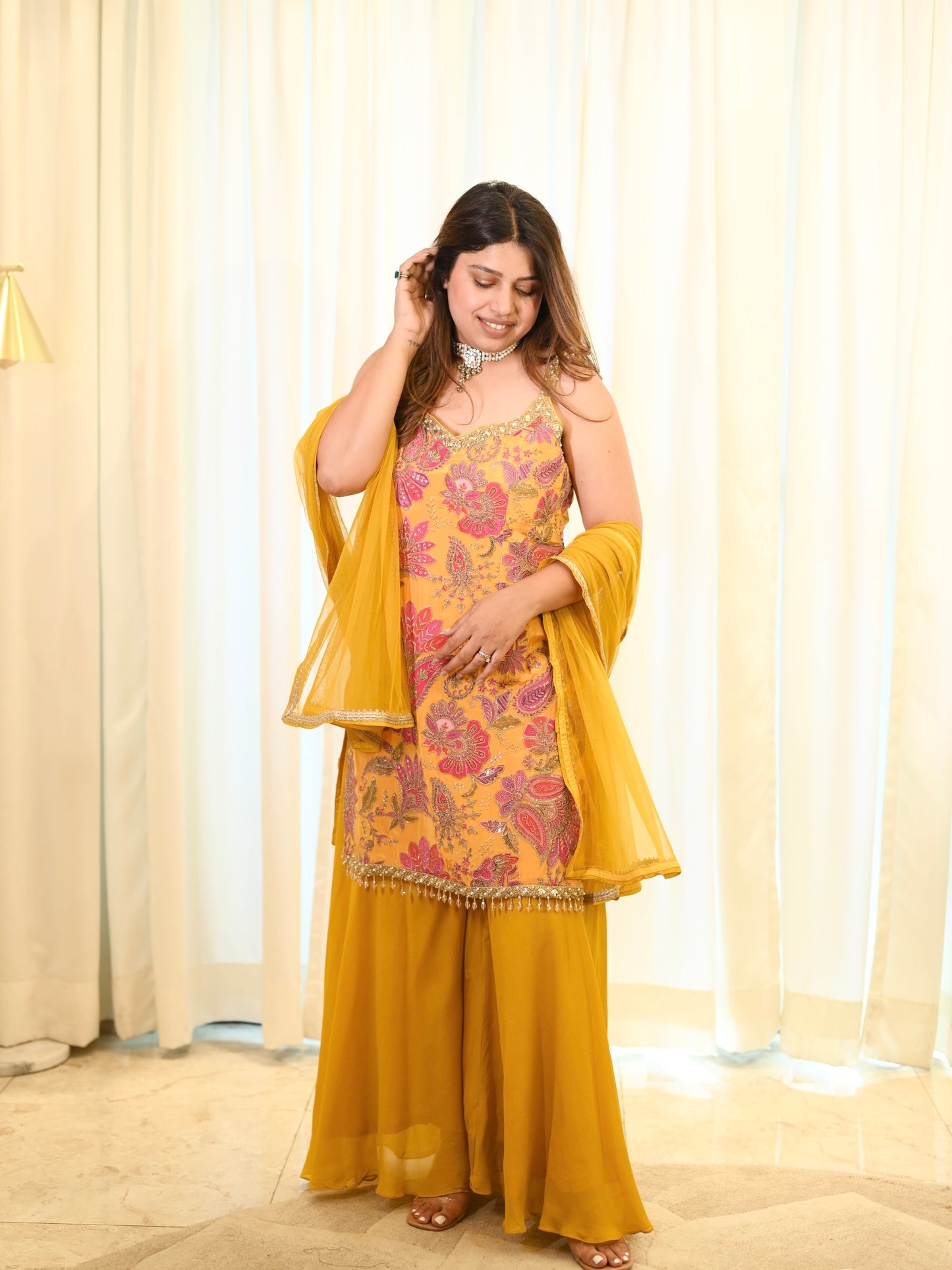 Haldi Or Sangeet Sharara Set with Dupatta – Wedding Special