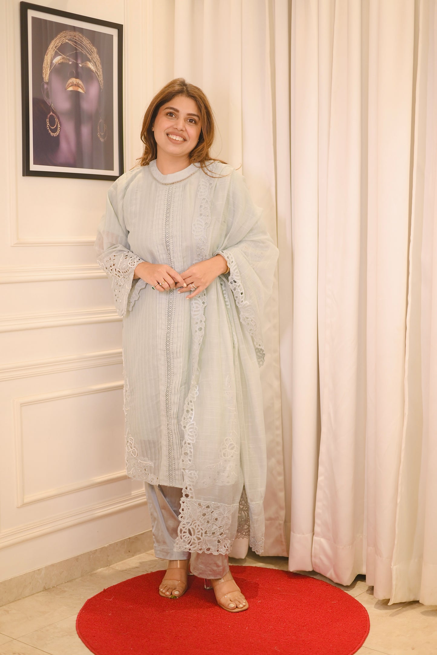 Exclusive Grey Cotton Lawn 3piece Suit| Sizes M to XXL