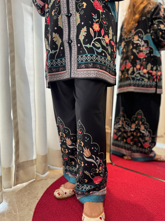 Black Printed Cord-set | Sizes M to 6XL