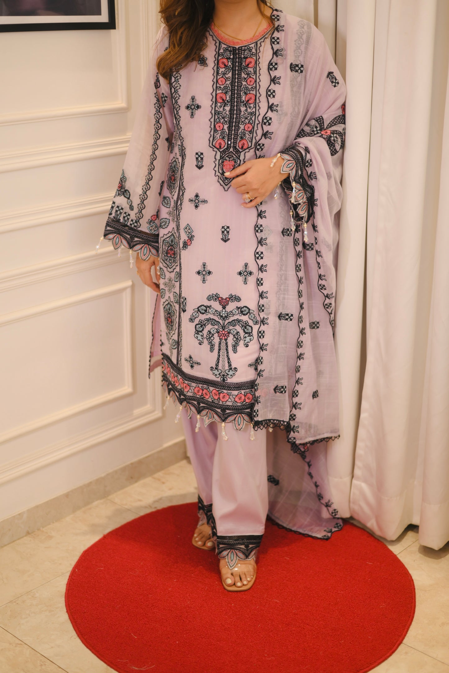 Exclusive Lavender Embroidered 3-Piece Lawn Suit | Sizes M to XXL