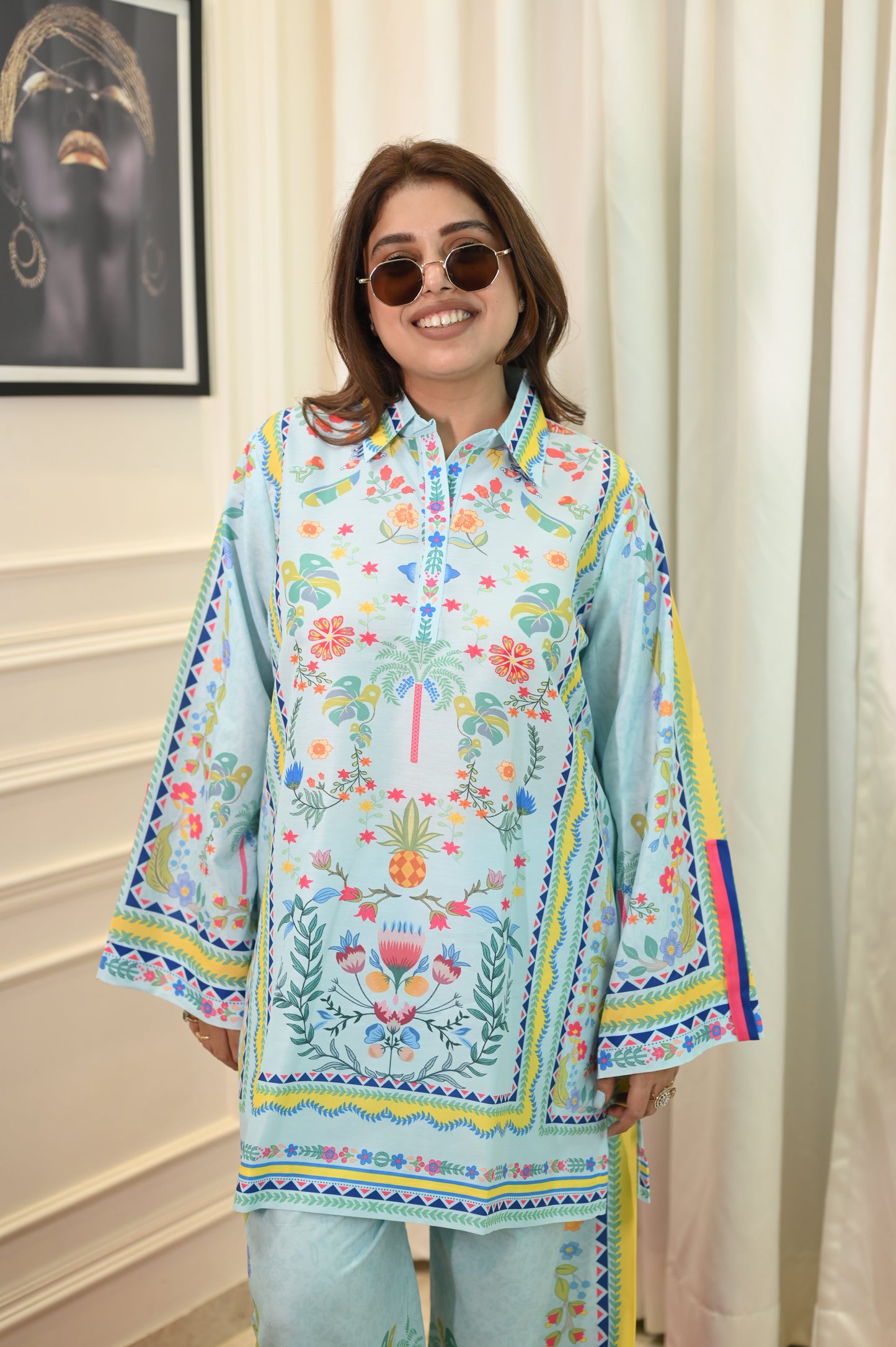 Blue Printed Cord-set | Sizes M to 6XL