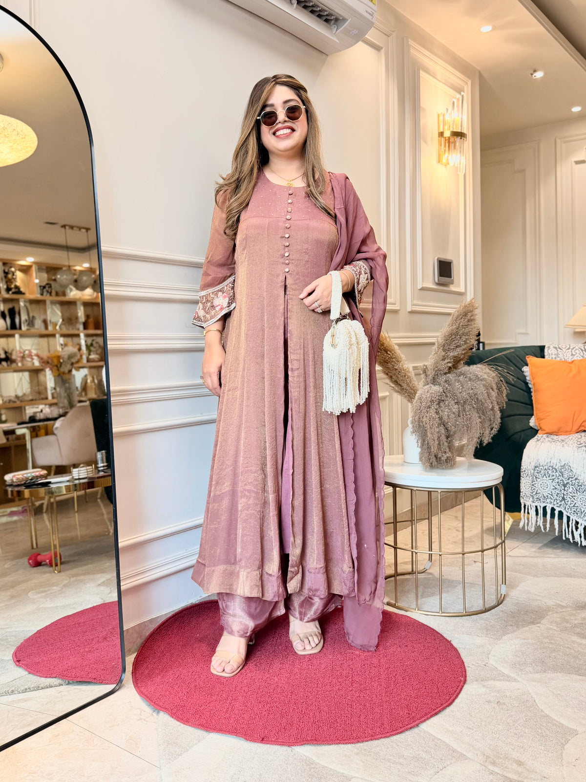 Exclusive 3Piece Wine Kurta Set