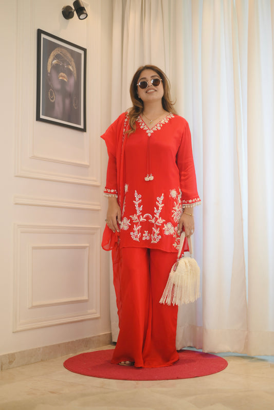 Elegant Sharara set | Red colour | sizes M to XXL