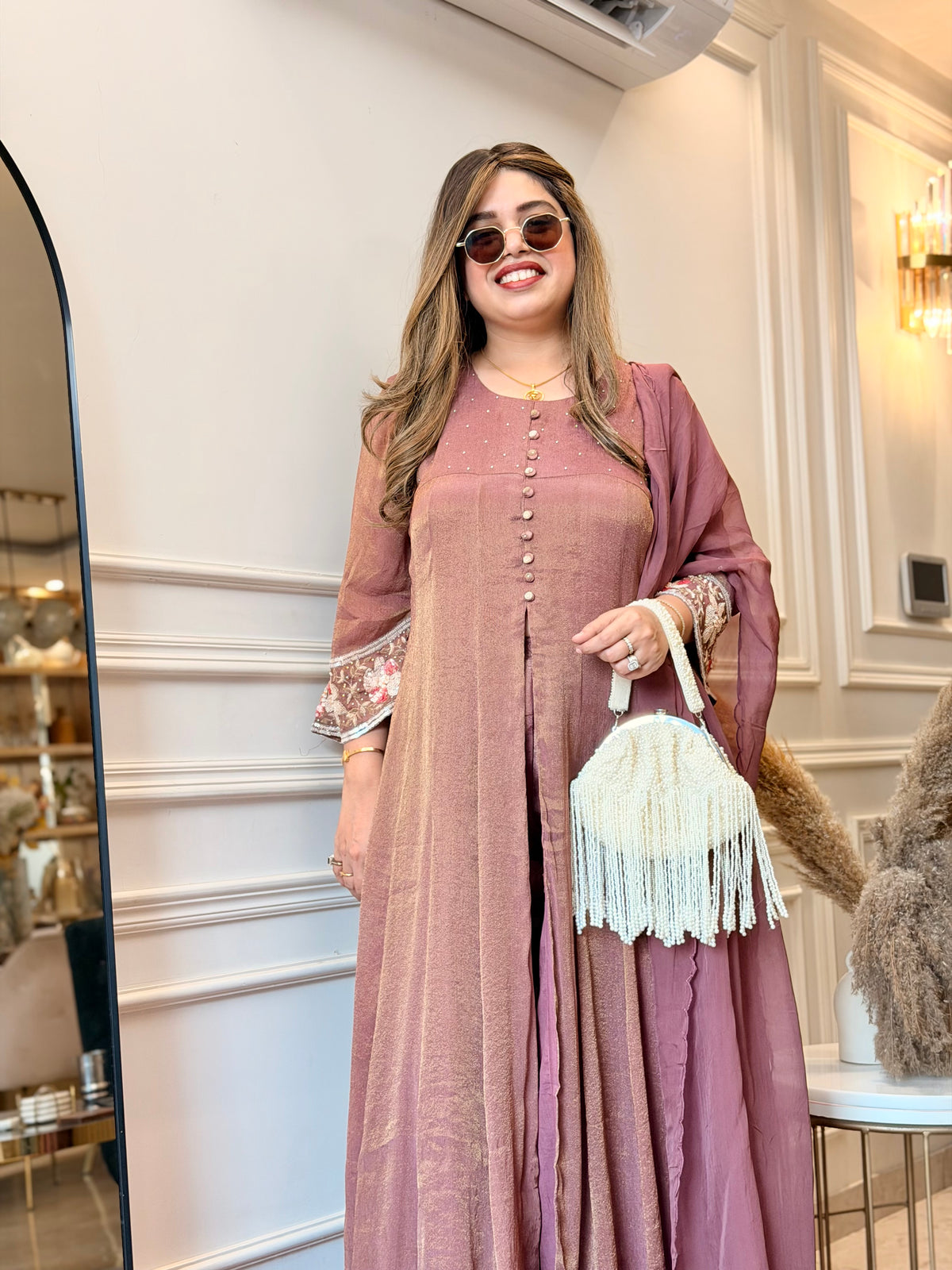 Exclusive 3Piece Wine Kurta Set