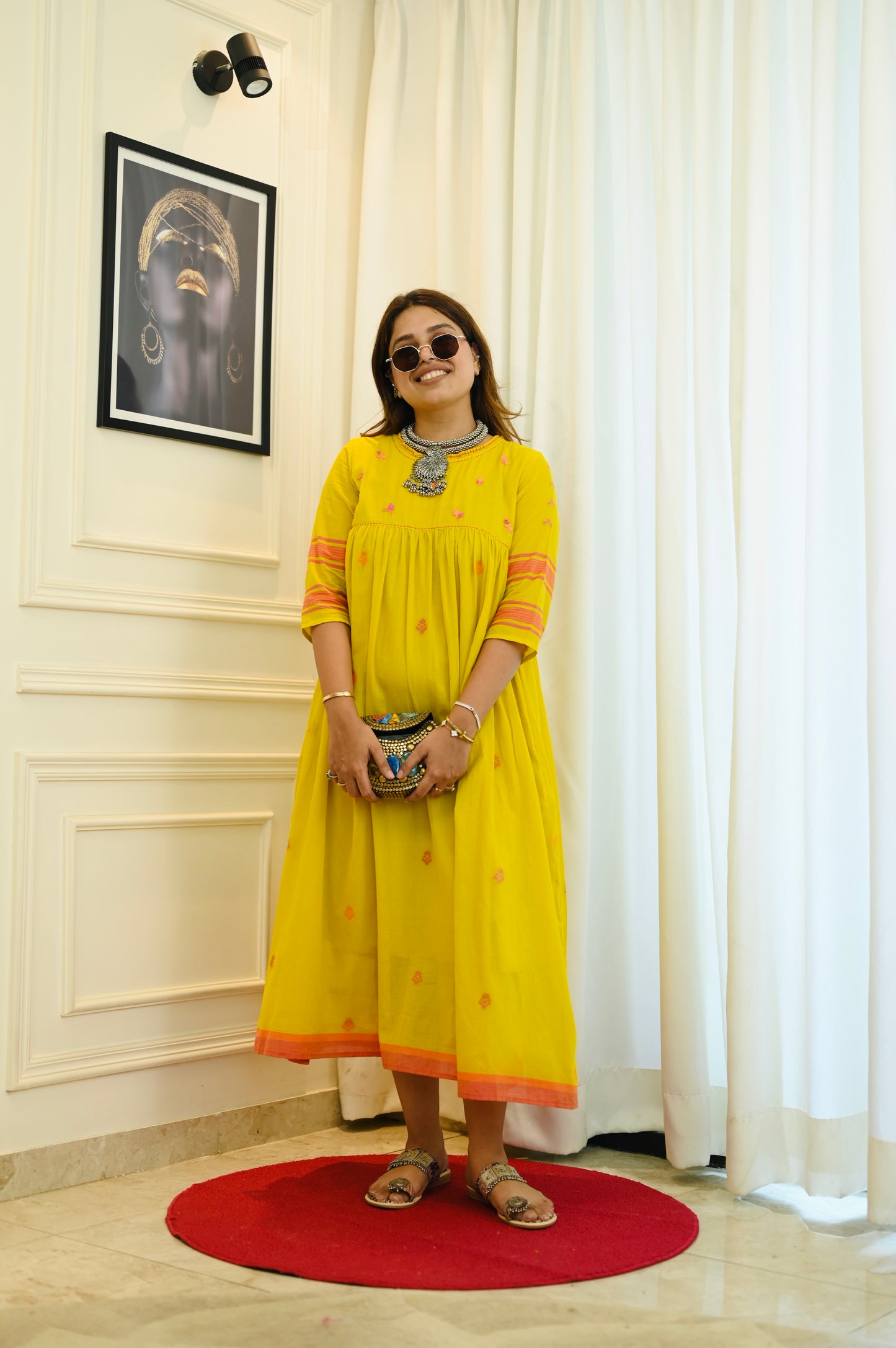 Gulaabo Yellow Flare Dress