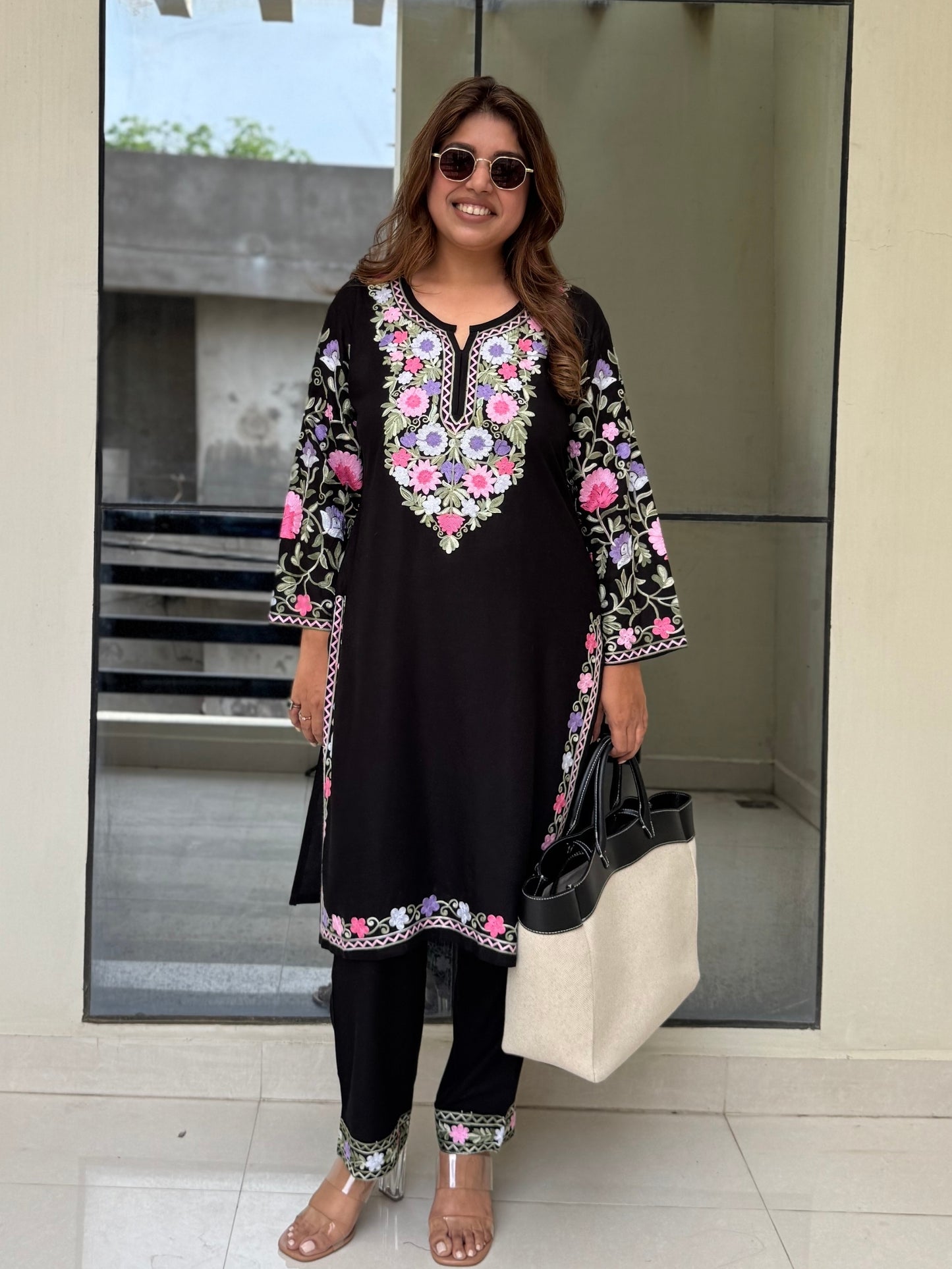 Midnight Kashmiri Phiran Embroidered Suit Set