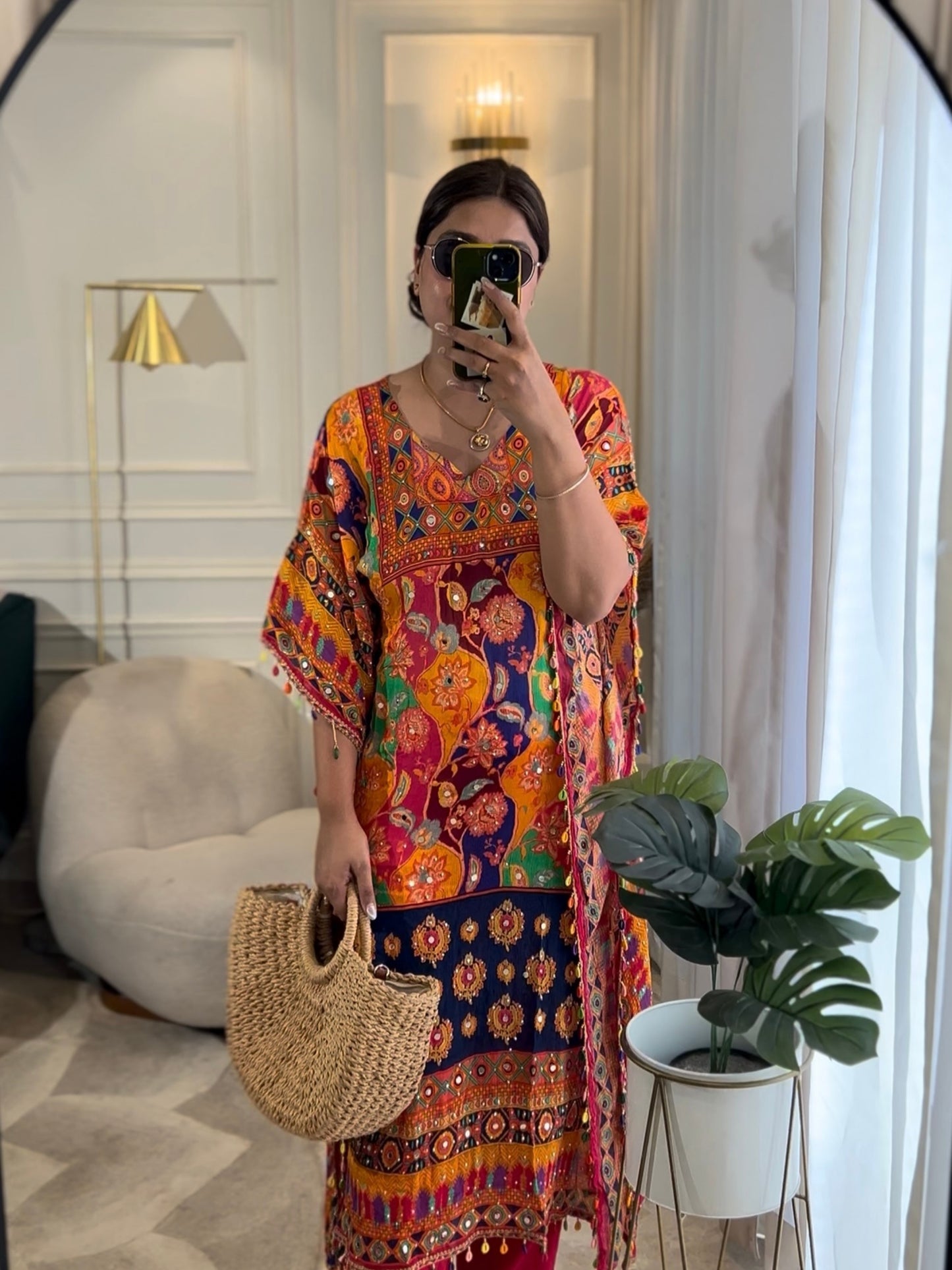 Boho Bloom” Printed Kaftan Set – Easy Glam for Everyday & Festive